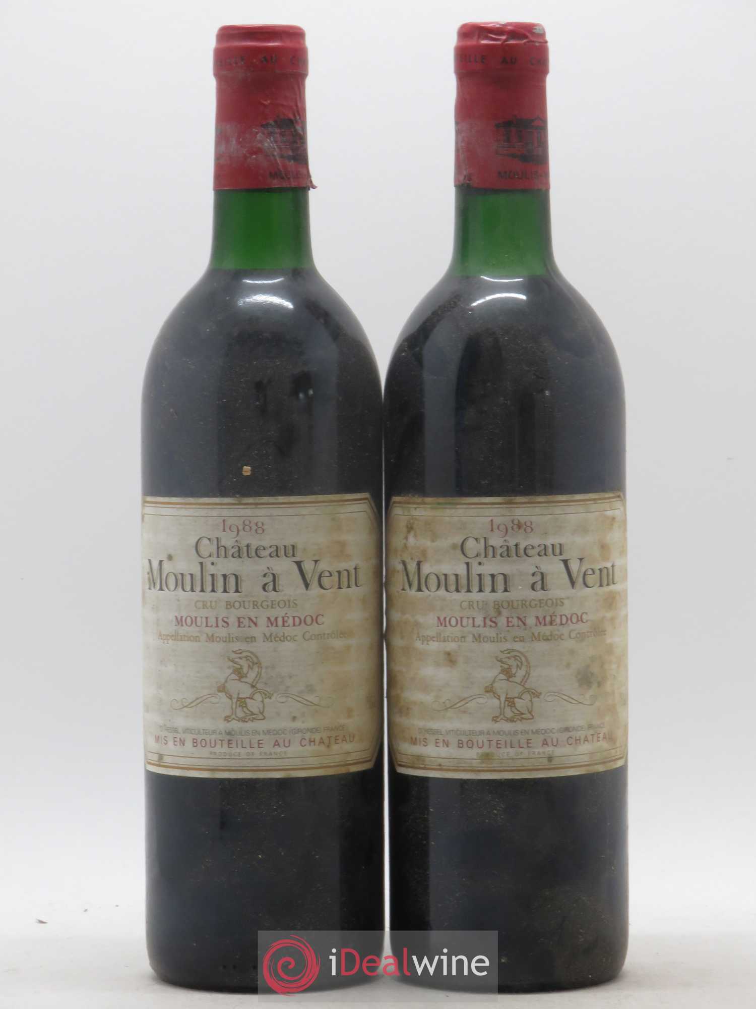 Château Moulin à Vent Cru Bourgeois 1988 - Lot de 2 bouteilles - 0