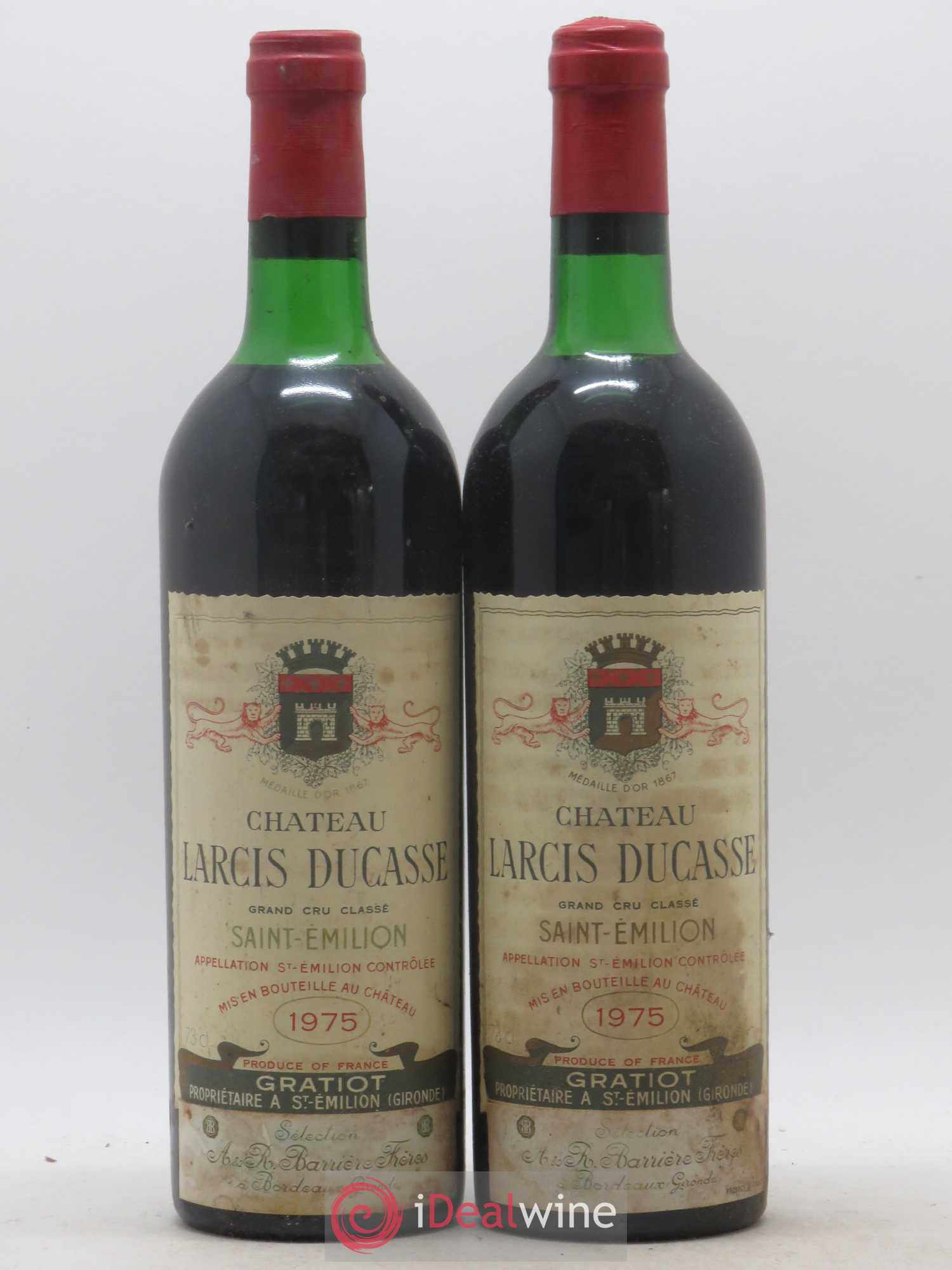 Château Larcis Ducasse 1er Grand Cru Classé B 1975 - Lot de 2 bouteilles - 0