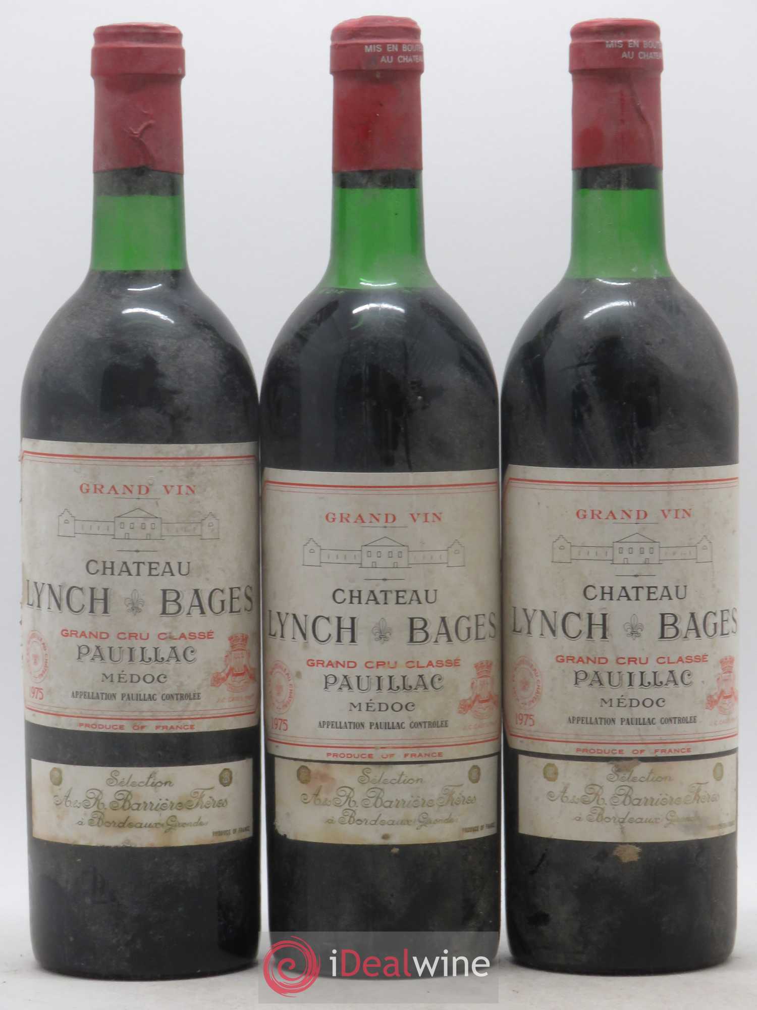 Château Lynch Bages 5ème Grand Cru Classé 1975 - Lot de 3 bouteilles - 0