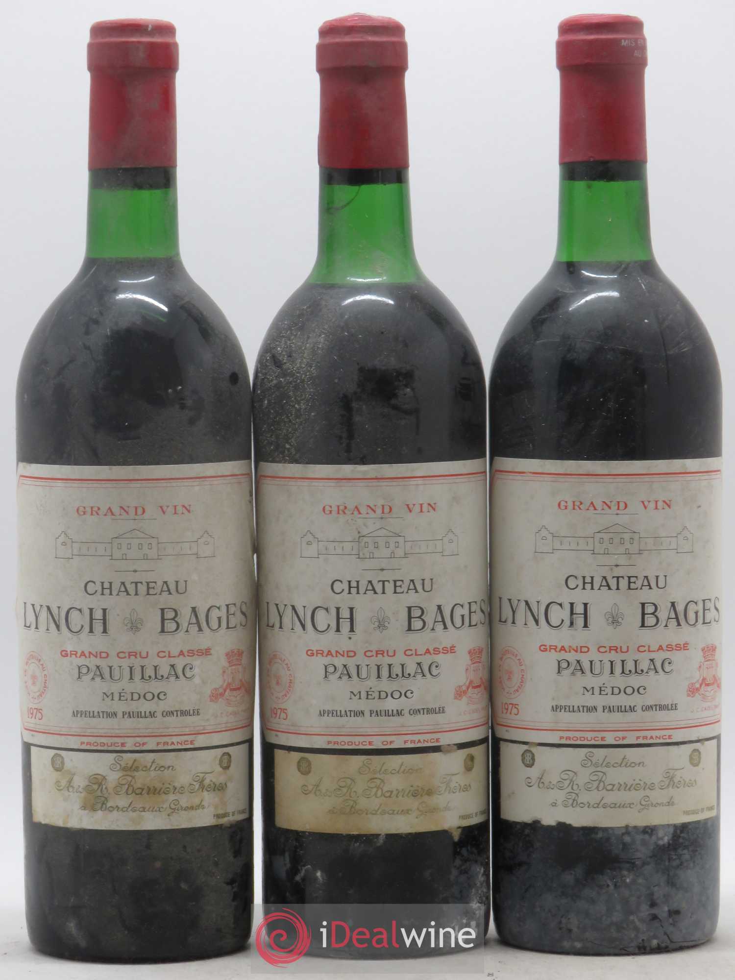 Château Lynch Bages 5ème Grand Cru Classé 1975 - Lot de 3 bouteilles - 0