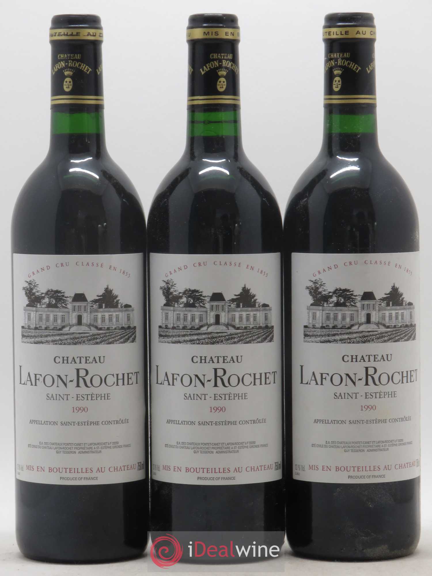 Château Lafon Rochet 4ème Grand Cru Classé 1990 - Lot de 3 bouteilles - 0