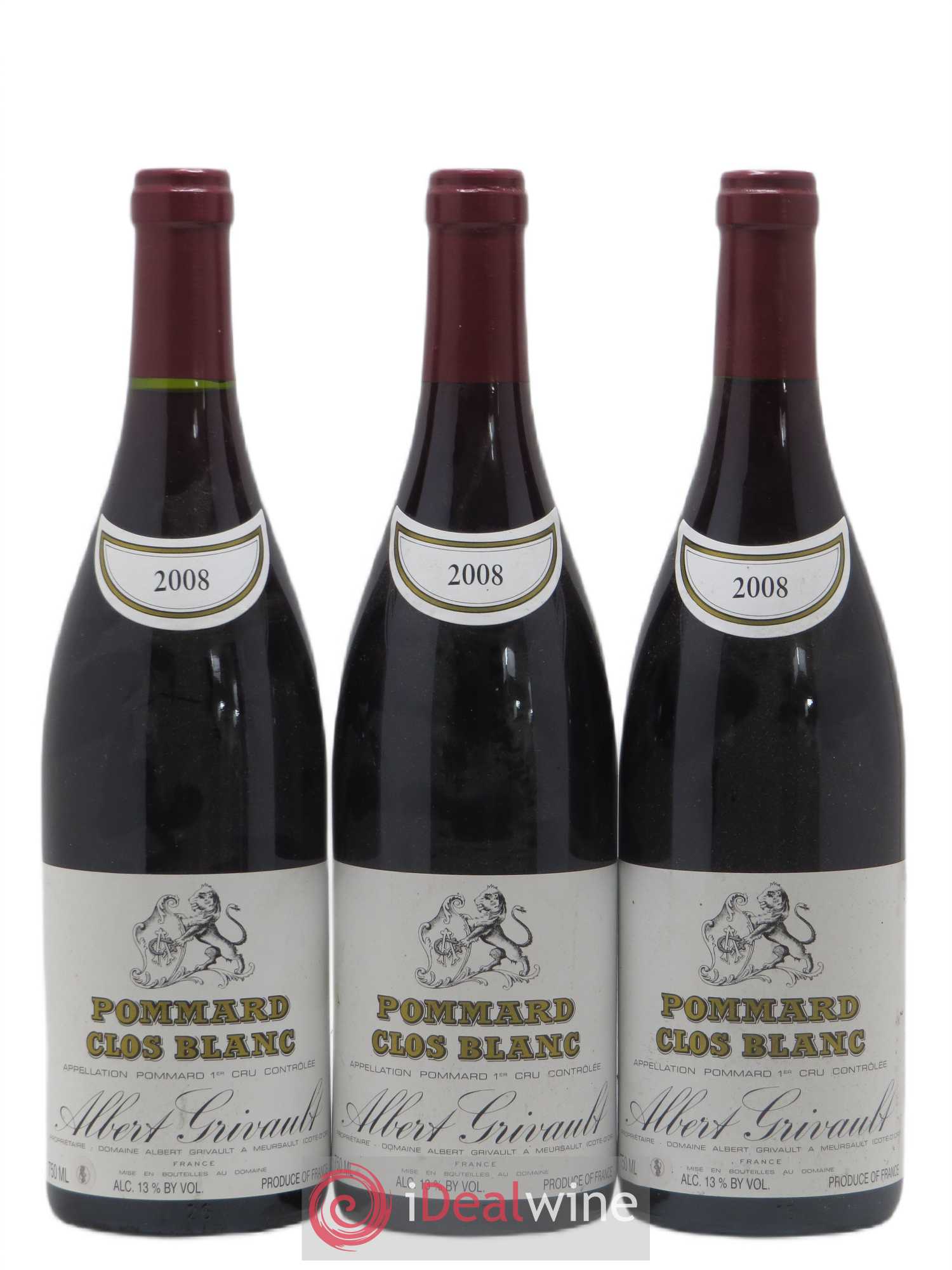 Pommard 1er Cru Clos Blanc Albert Grivault 2008 - Lot de 3 bouteilles - 0