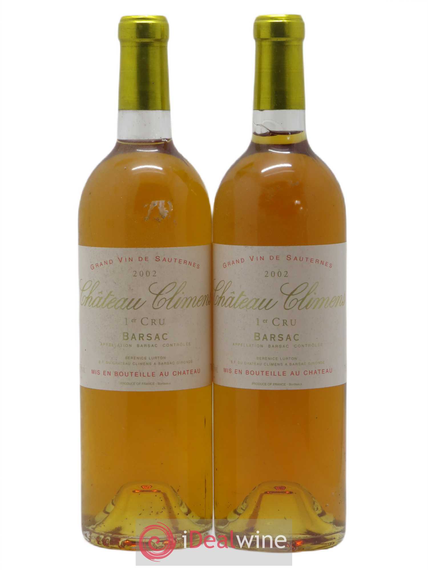 Château Climens 1er Grand Cru Classé 2002 - Lotto di 2 bottiglie - 0