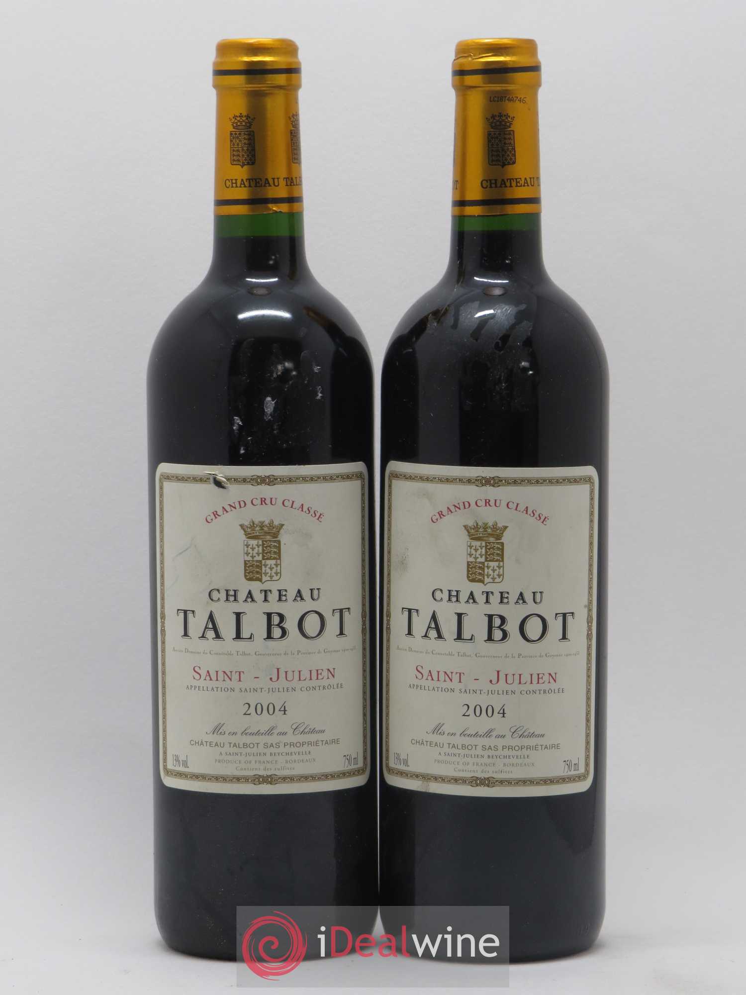 Château Talbot 4ème Grand Cru Classé 2004 - Lot de 2 bouteilles - 0