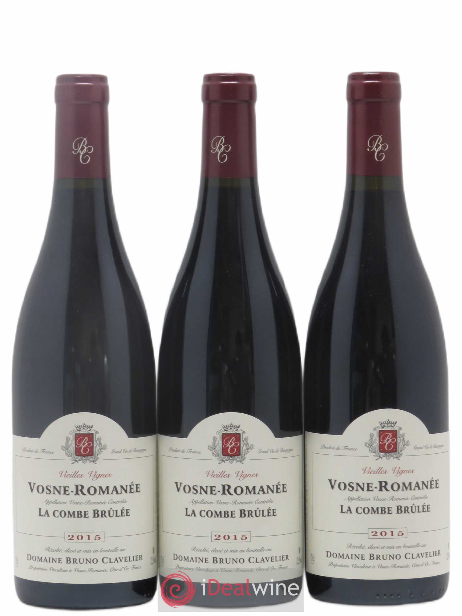 Vosne-Romanée Vieilles vignes La Combe Brûlée Bruno Clavelier 2015 - Lot de 3 bouteilles - 0