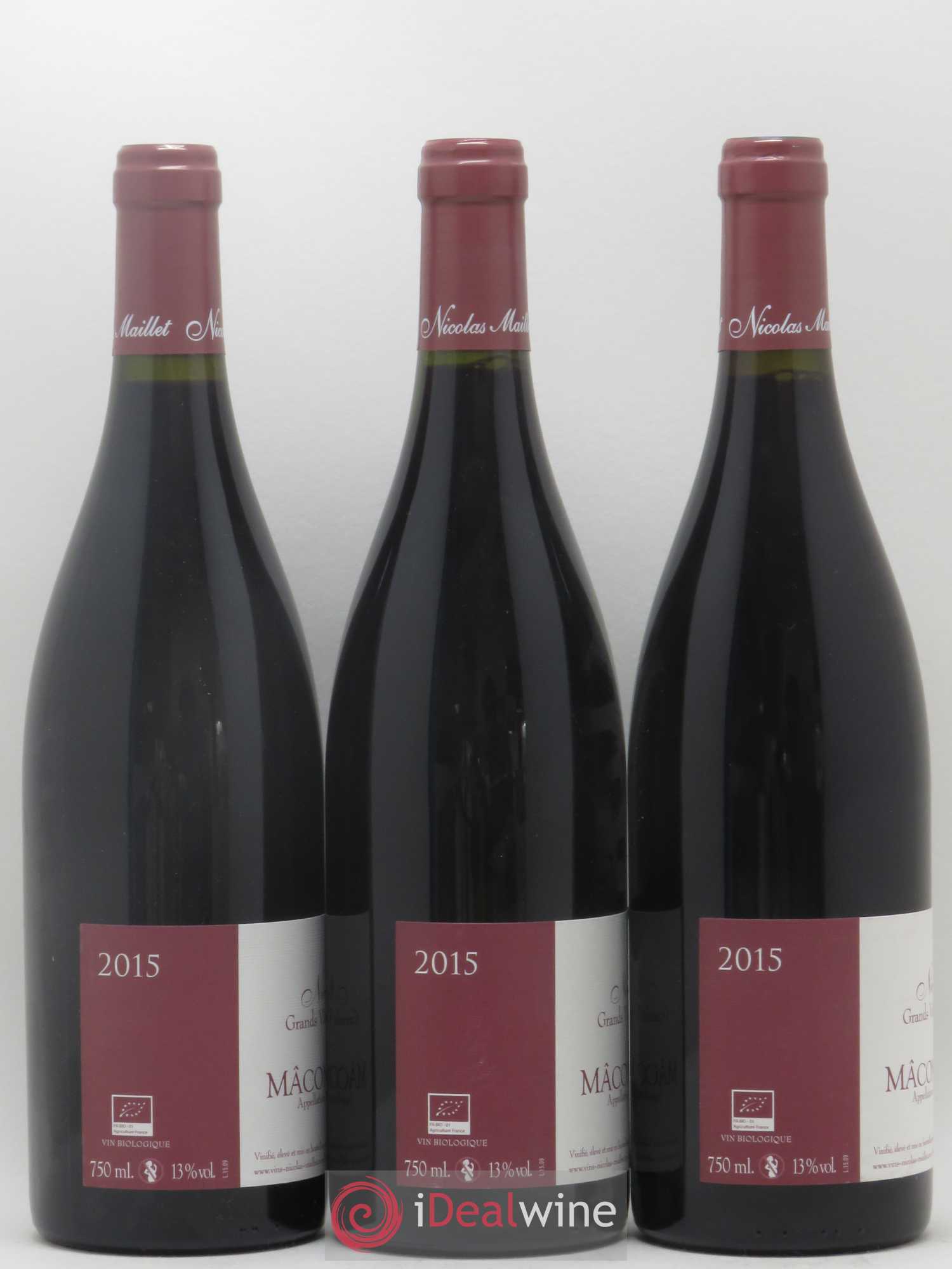 Mâcon-Verzé Nicolas Maillet (sans prix de réserve) 2015 - Lot de 3 bouteilles - 1
