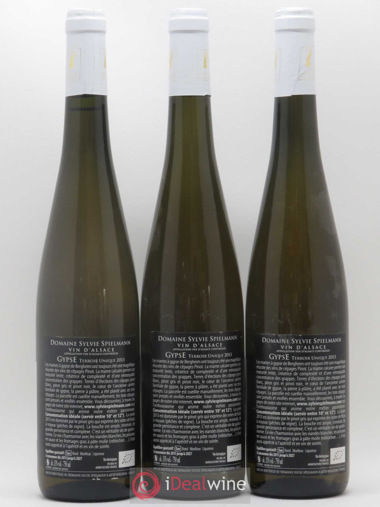 Alsace Gypse Sylvie Spielmann (sans prix de réserve) 2013 - Lot de 3 bouteilles - 1