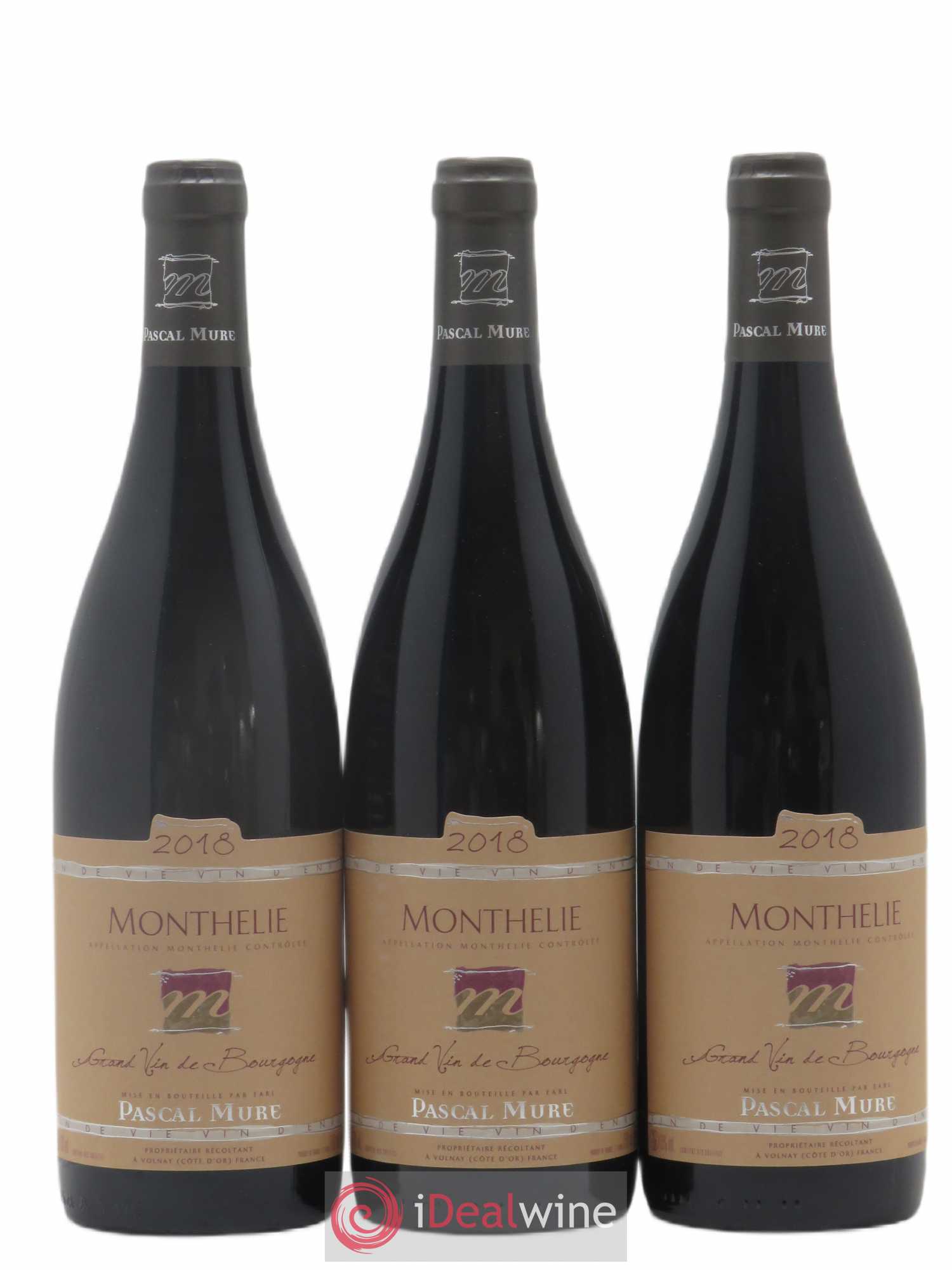 Monthélie Domaine Pascal Mure 2018 - Lot of 3 bottles - 0
