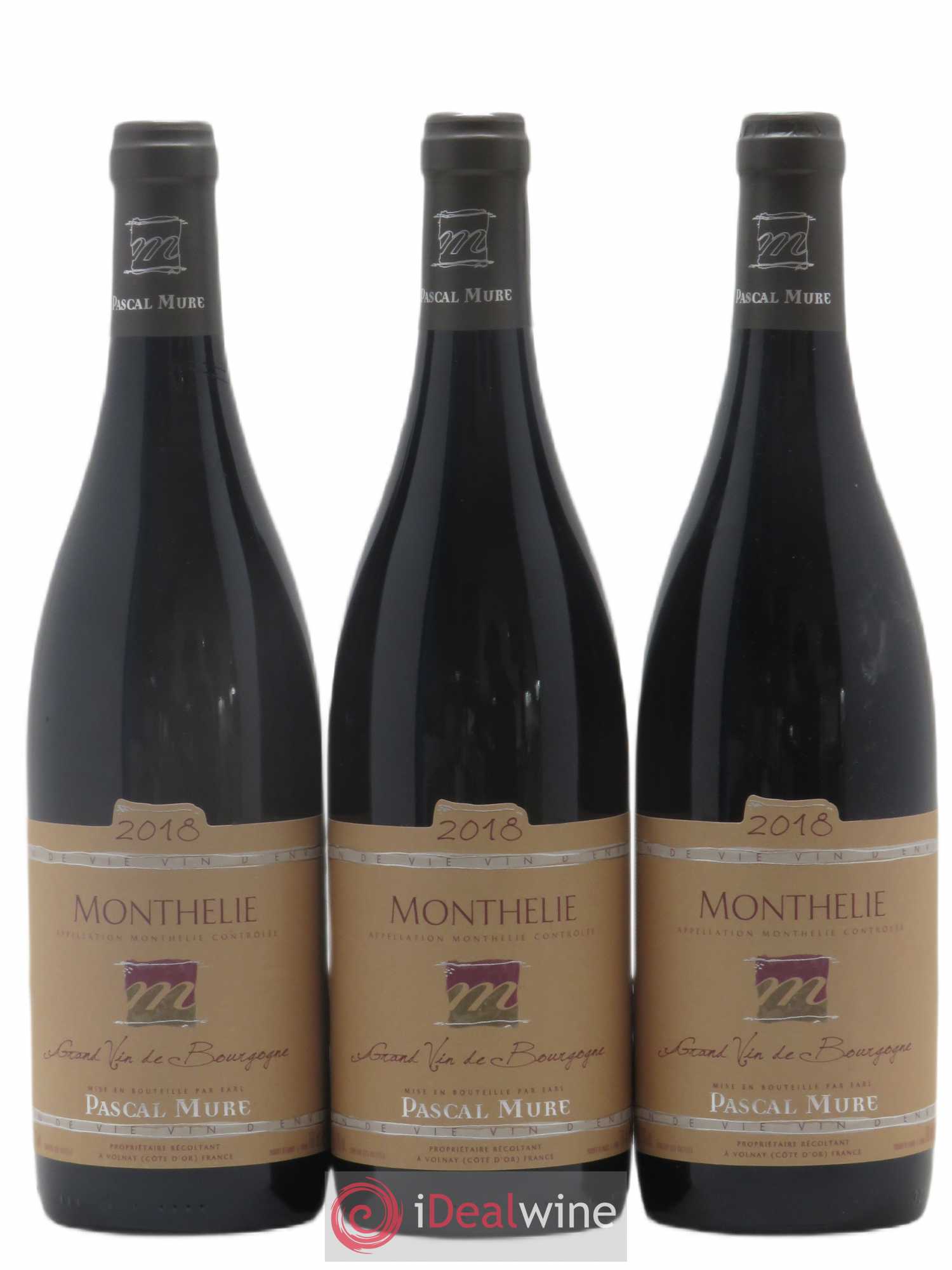 Monthélie Domaine Pascal Mure (sans prix de réserve) 2018 - Posten von 3 Flaschen - 0