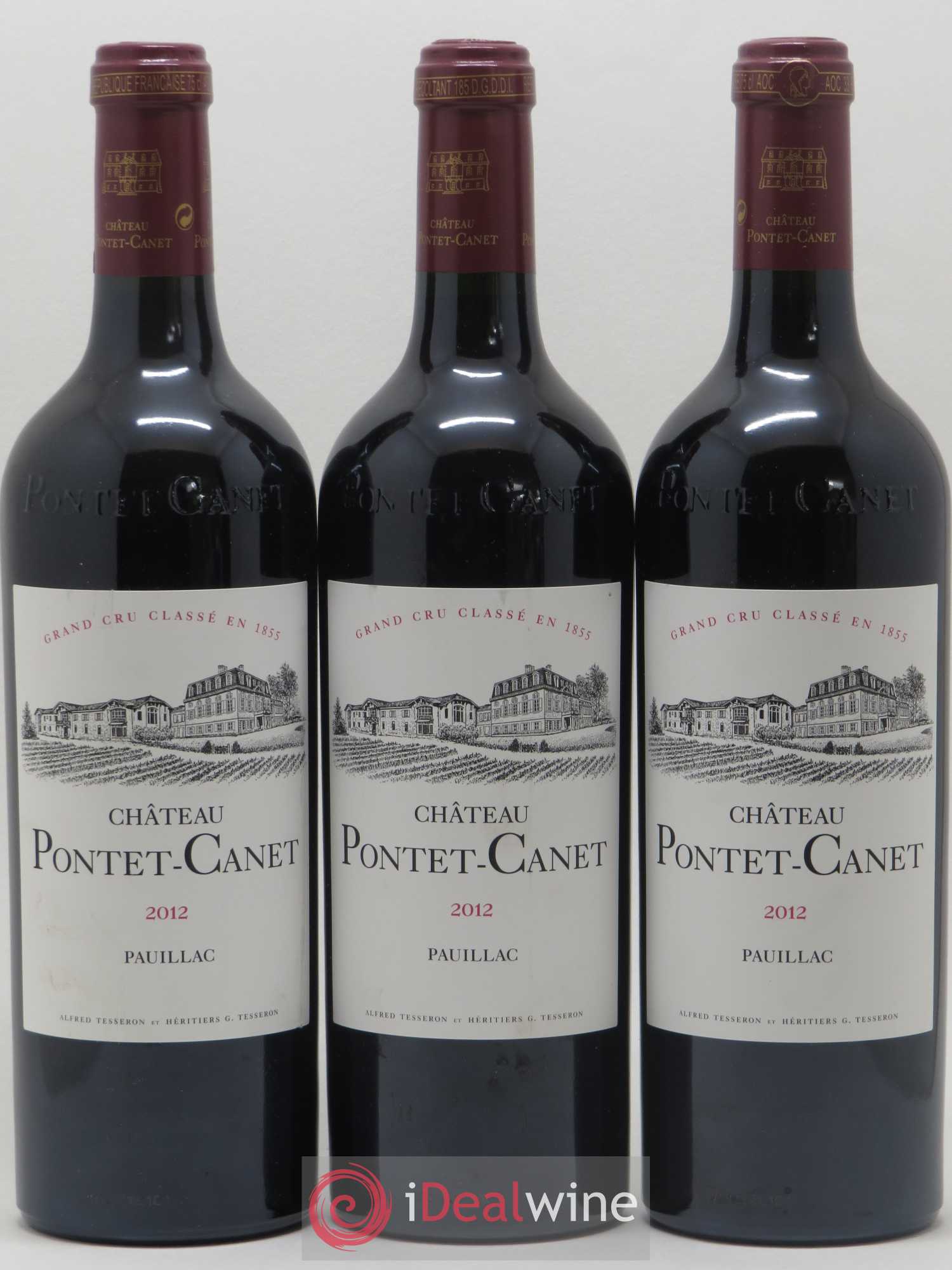 Château Pontet Canet 5ème Grand Cru Classé 2012 - Lot de 3 bouteilles - 0