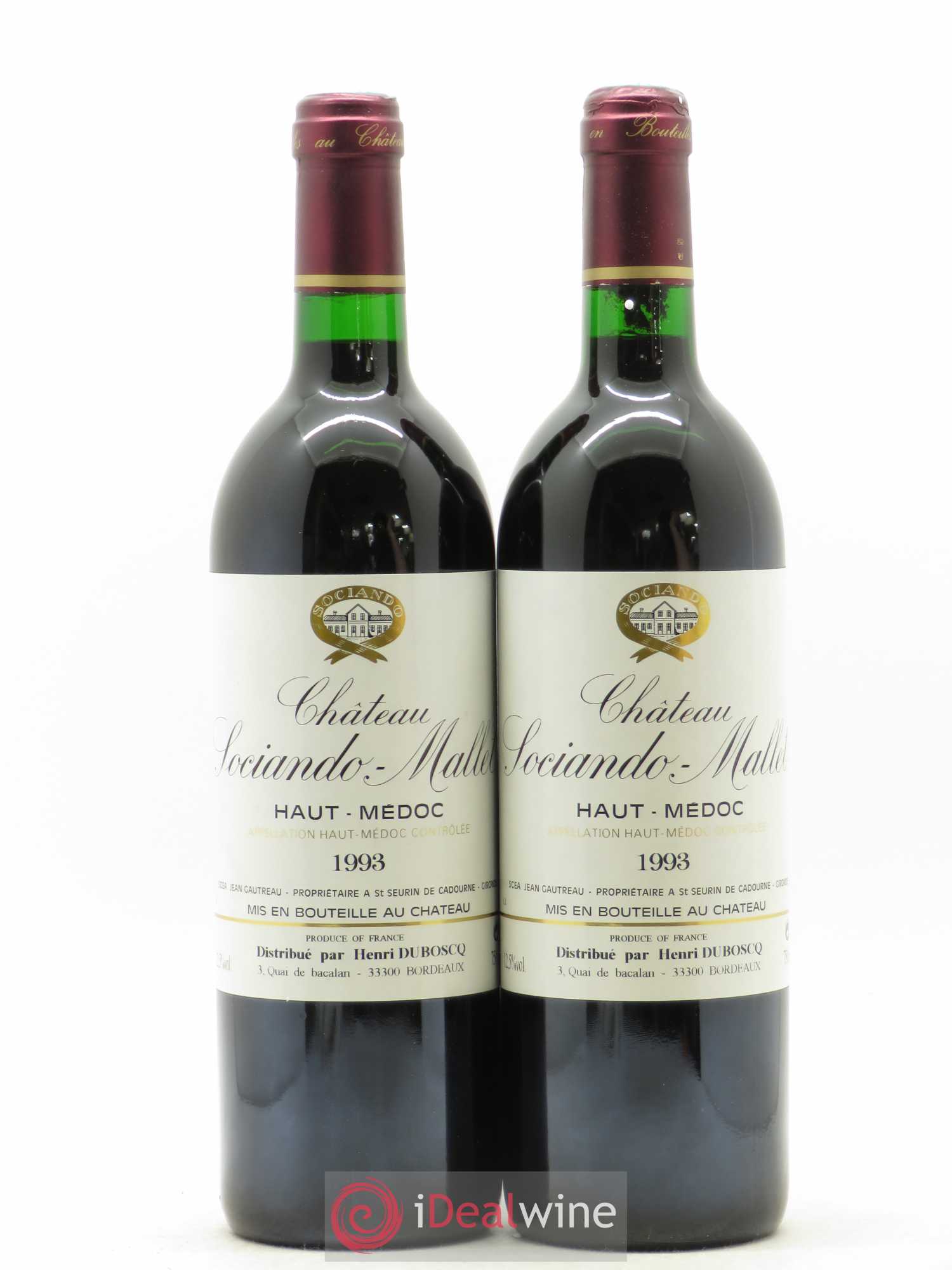 Château Sociando Mallet 1993 - Lot de 2 bouteilles - 0
