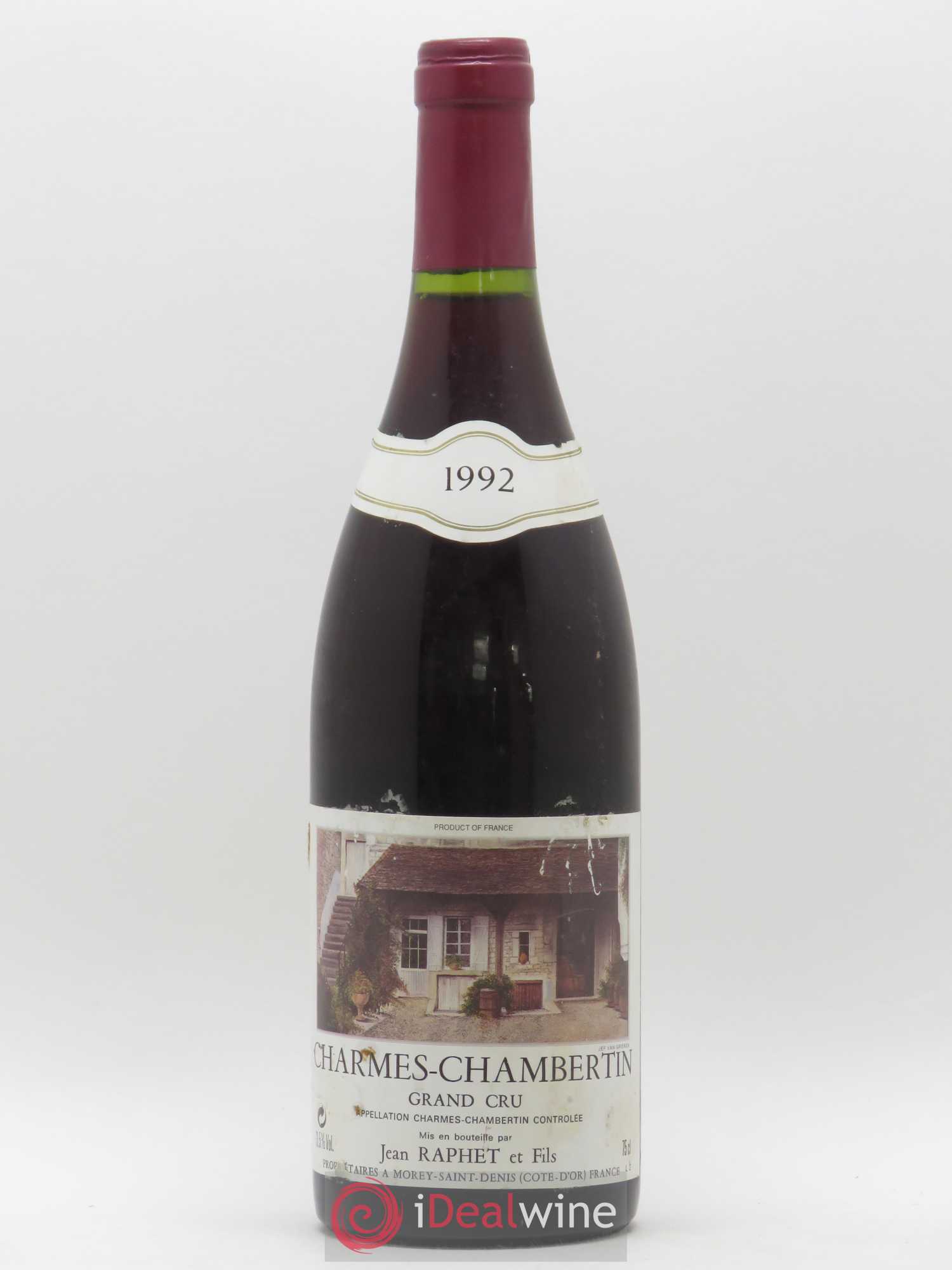 Charmes-Chambertin Grand Cru Domaine Jean Raphet 1992 - Lot de 1 bouteille - 0