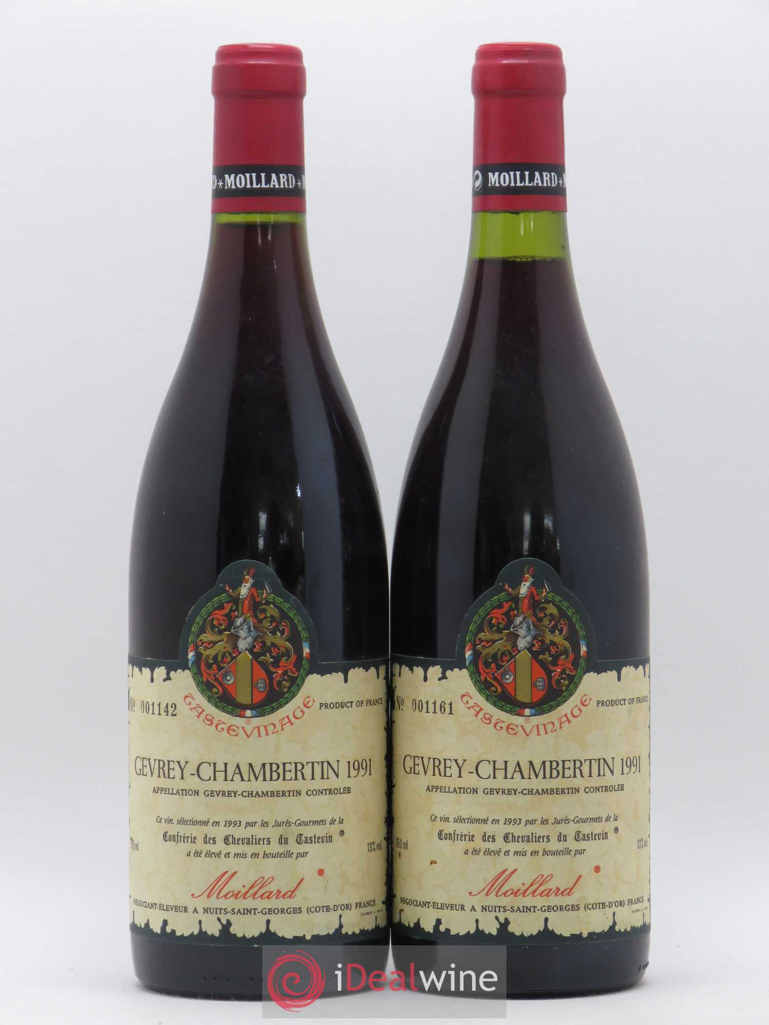 Gevrey-Chambertin Domaine Moillard Tastevinage 1991 - Lot de 2 bouteilles - 0