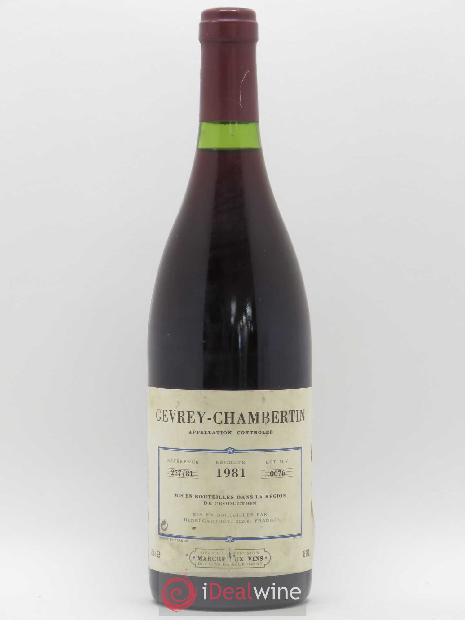 Gevrey-Chambertin Henri Gauthey Marché aux Vins 1981 - Posten von 1 Flasche - 0