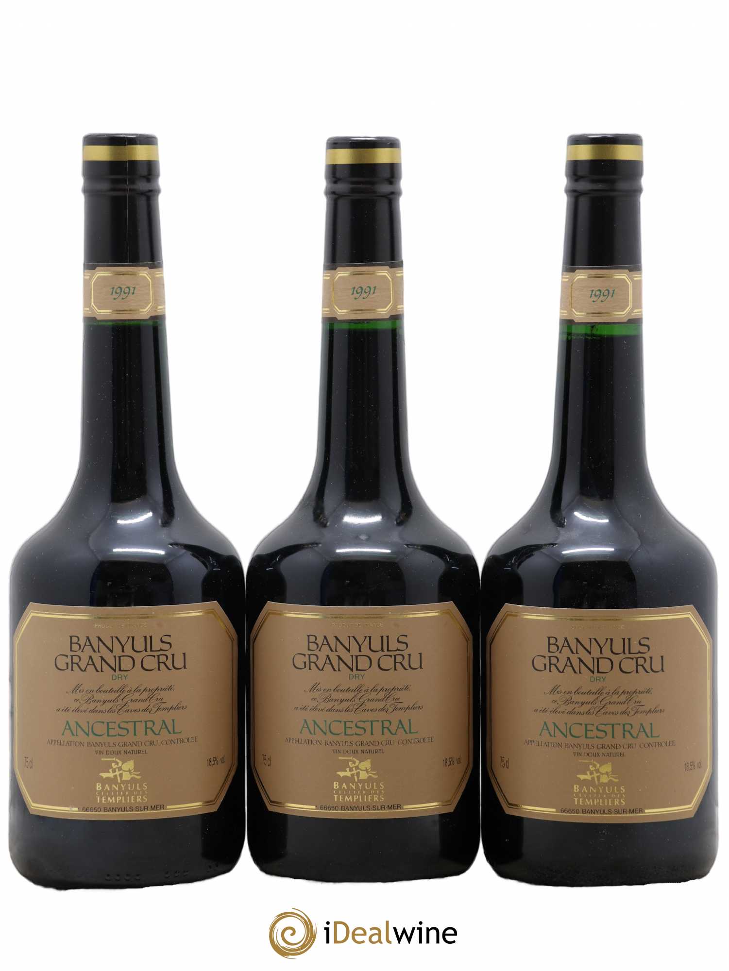 Banyuls Grand Cru Sec Ancestral Caves des Templiers 1991 - Posten von 3 Flaschen - 0
