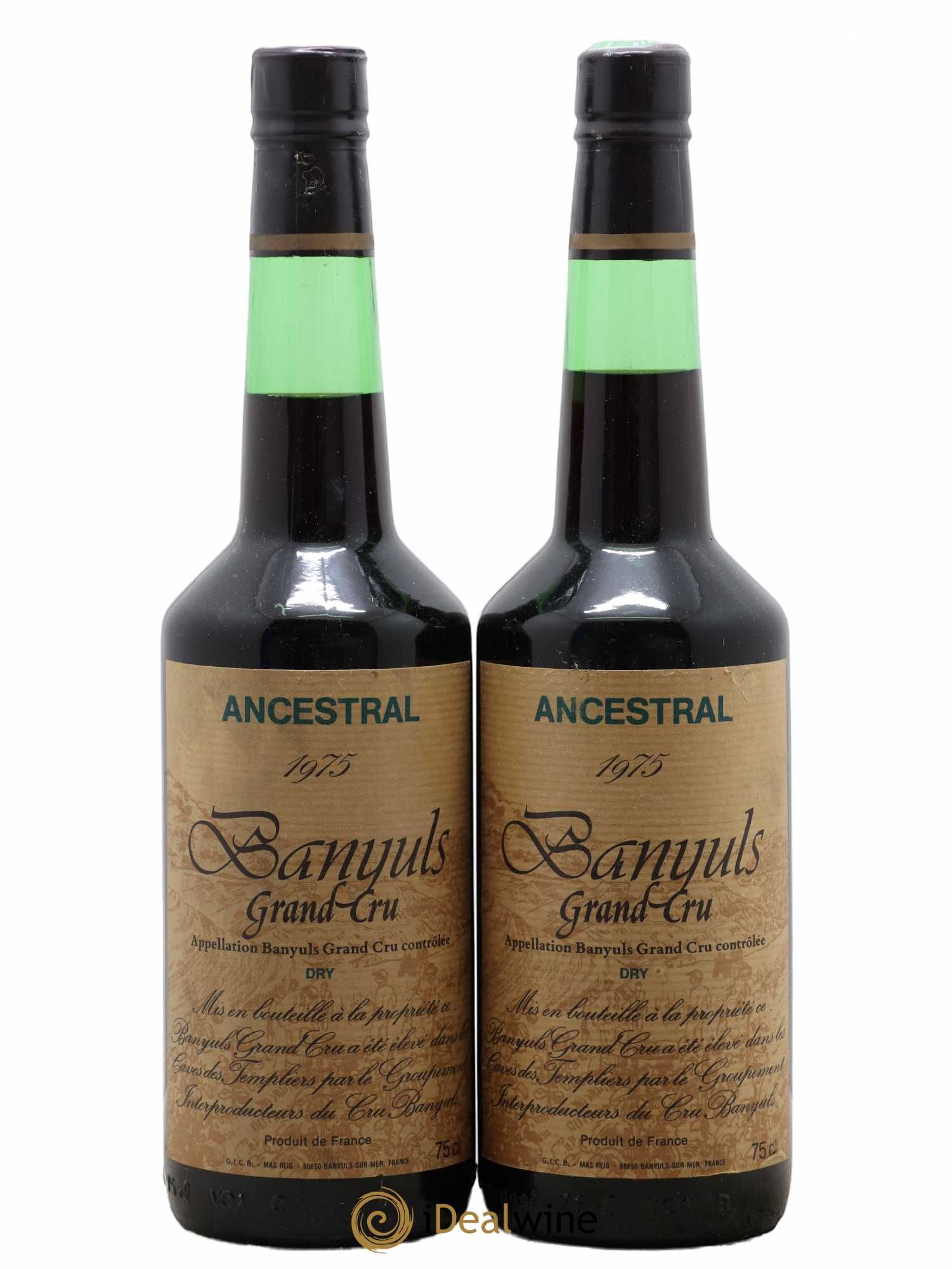 Banyuls Grand Cru Ancestral Dry Caves des Templiers Groupement Interproducteurs du Cru Banyuls 1975 - Posten von 2 Flaschen - 0