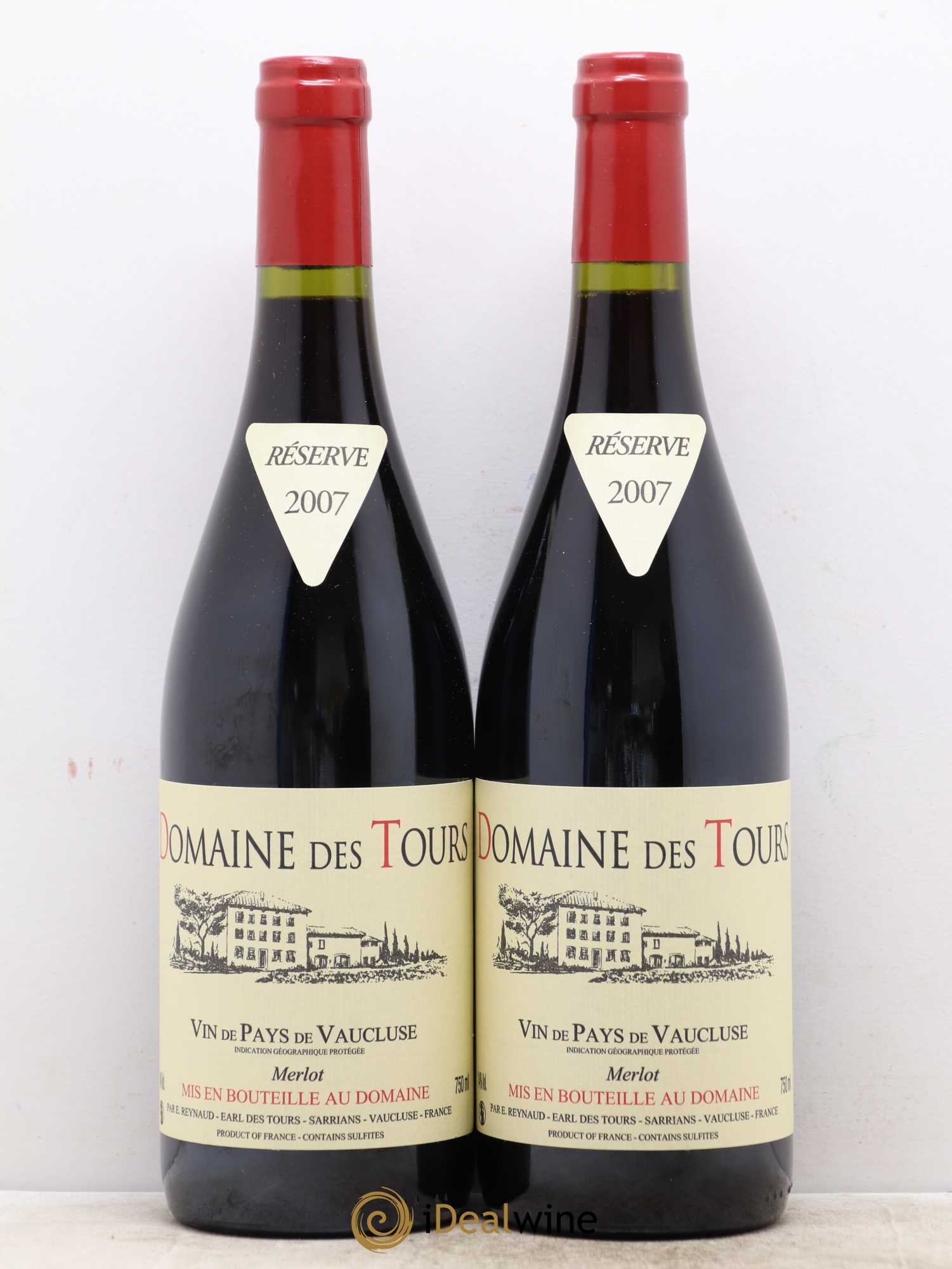 Vaucluse Domaine des Tours Merlot Emmanuel Reynaud 2007 - Lot de 2 bouteilles - 0