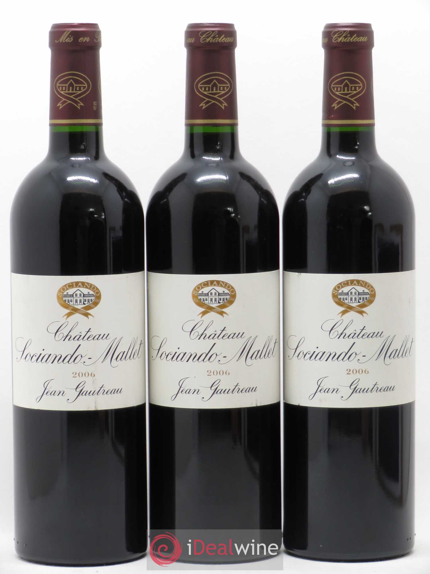 Château Sociando Mallet 2006 - Lot de 3 bouteilles - 0