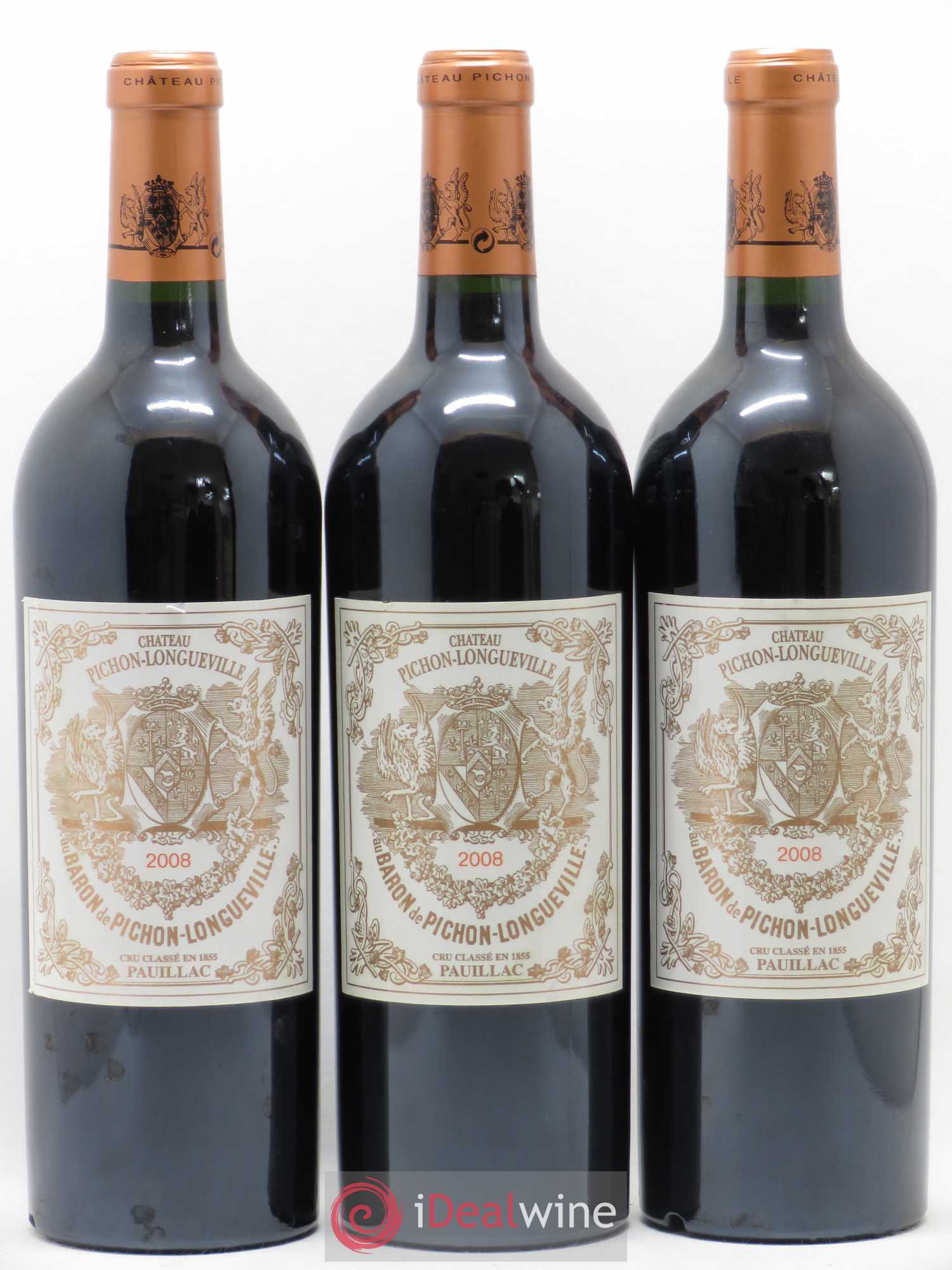 Pichon Longueville Baron 2ème Grand Cru Classé 2008 - Lot de 3 bouteilles - 0