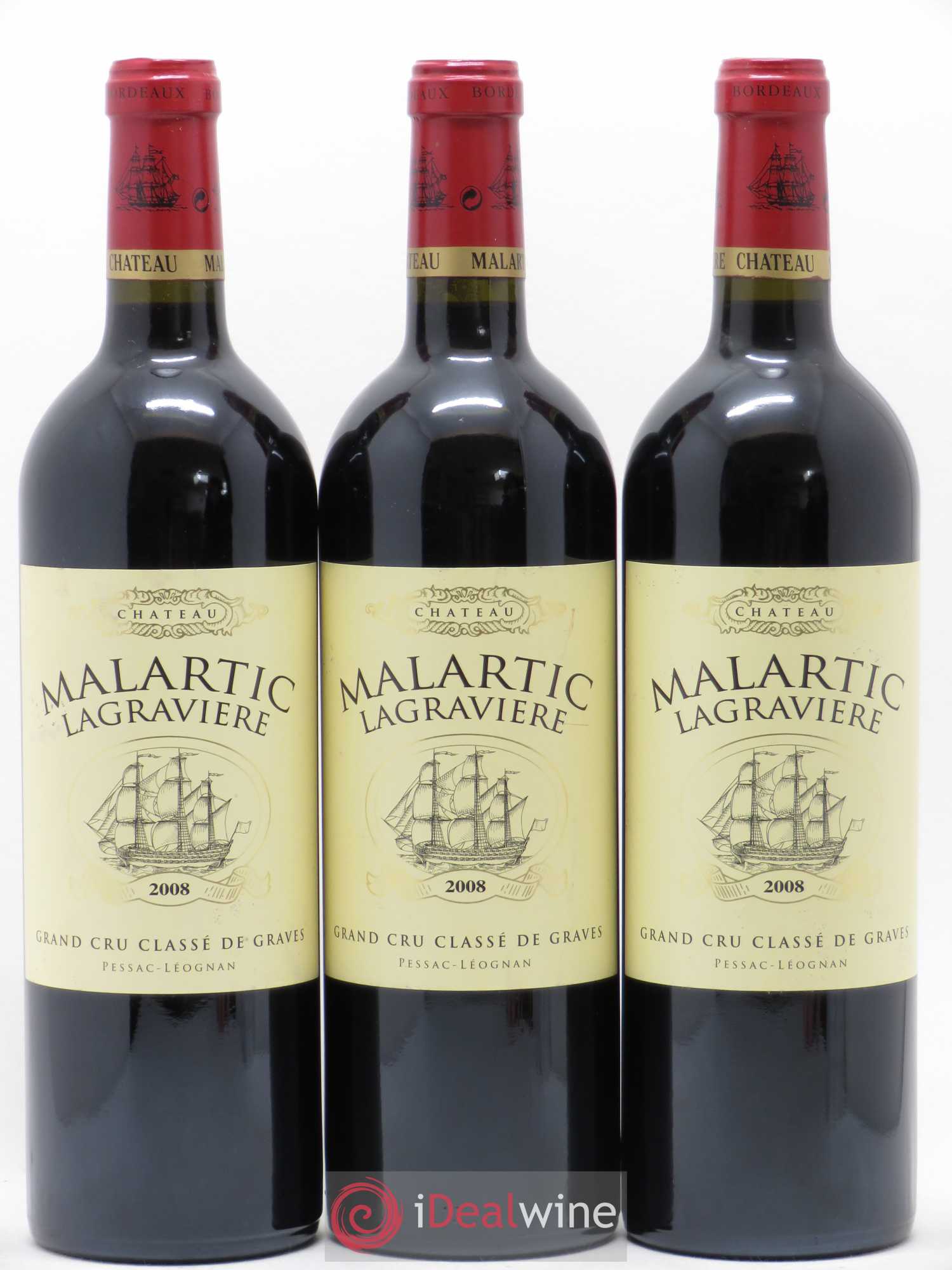 Château Malartic-Lagravière Cru Classé de Graves 2008 - Lot de 3 bouteilles - 0