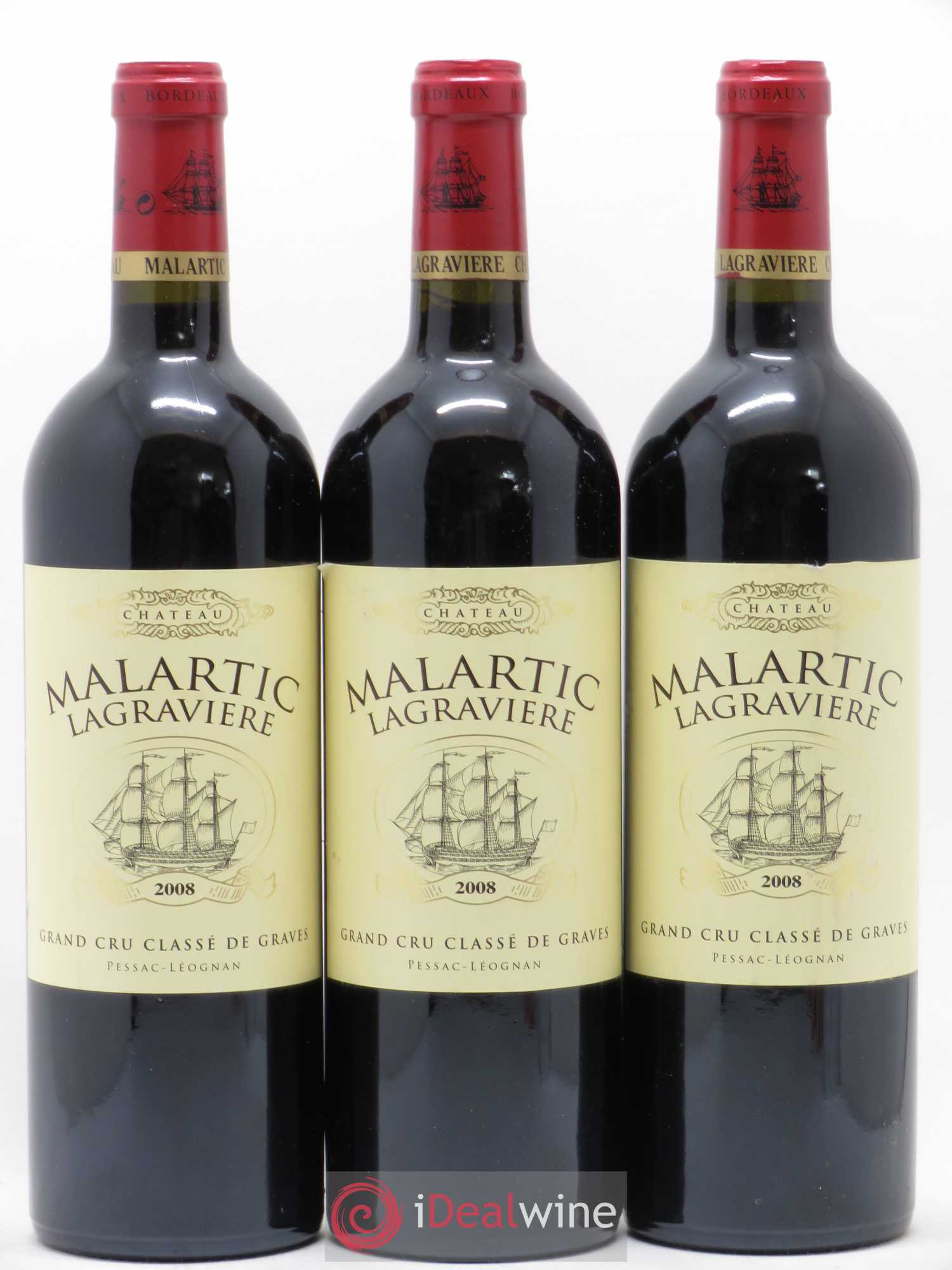 Château Malartic-Lagravière Cru Classé de Graves 2008 - Lot de 3 bouteilles - 0