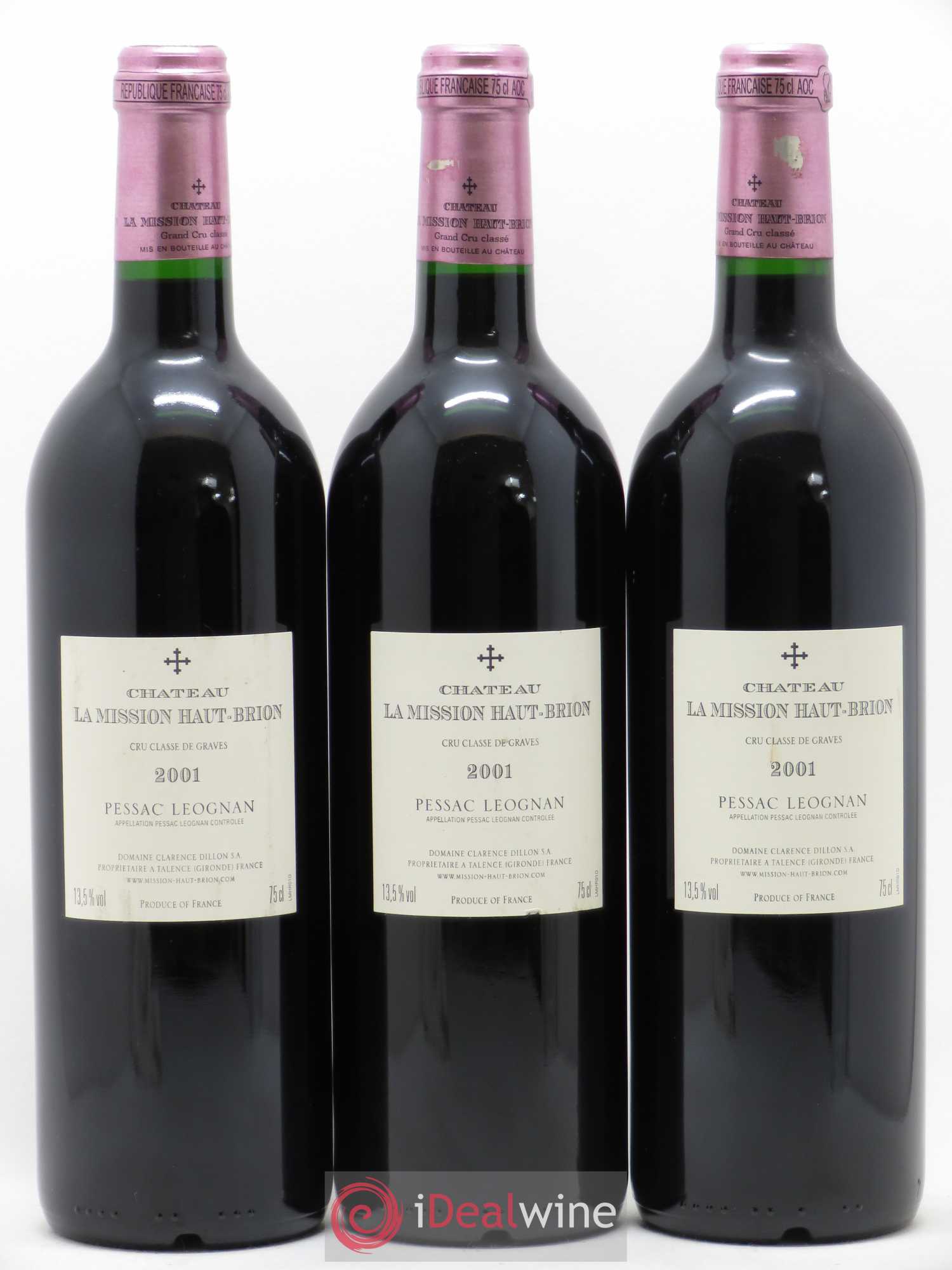 Château la Mission Haut-Brion Cru Classé de Graves 2001 - Lot de 3 bouteilles - 1
