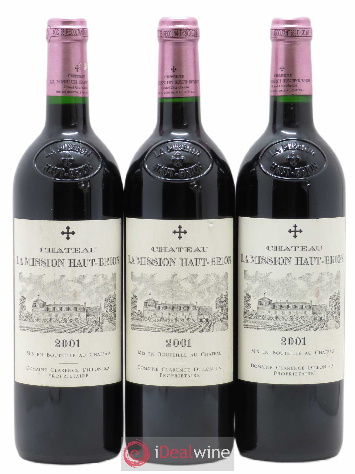 Château la Mission Haut-Brion Cru Classé de Graves 2001 - Lot de 3 bouteilles - 0
