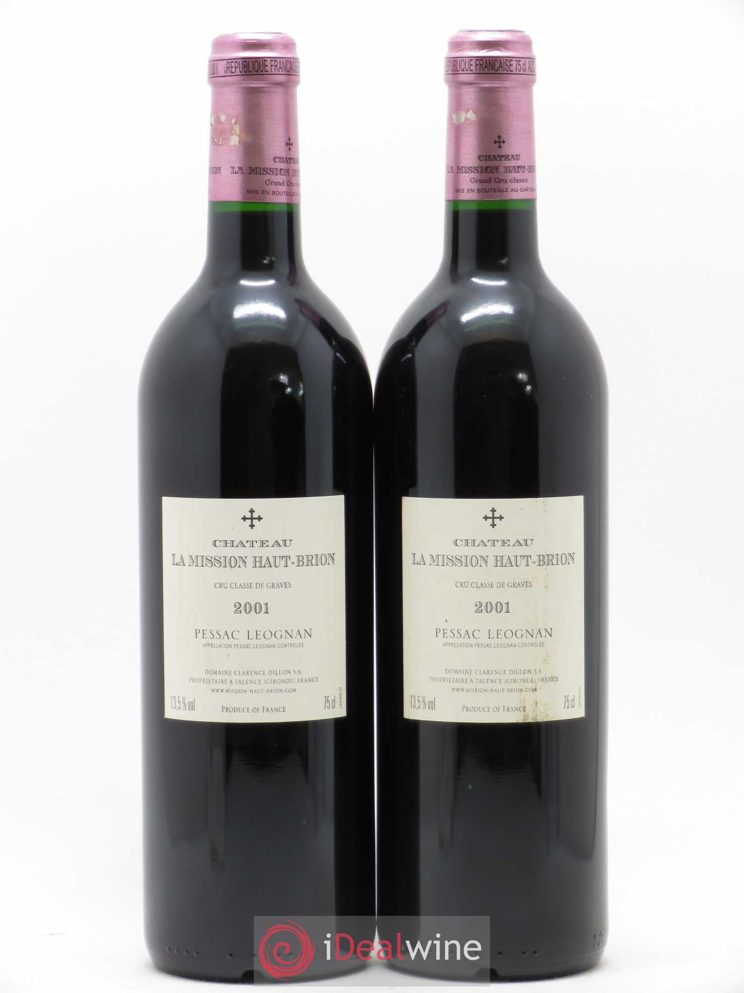 Château la Mission Haut-Brion Cru Classé de Graves 2001 - Lot de 2 bouteilles - 1