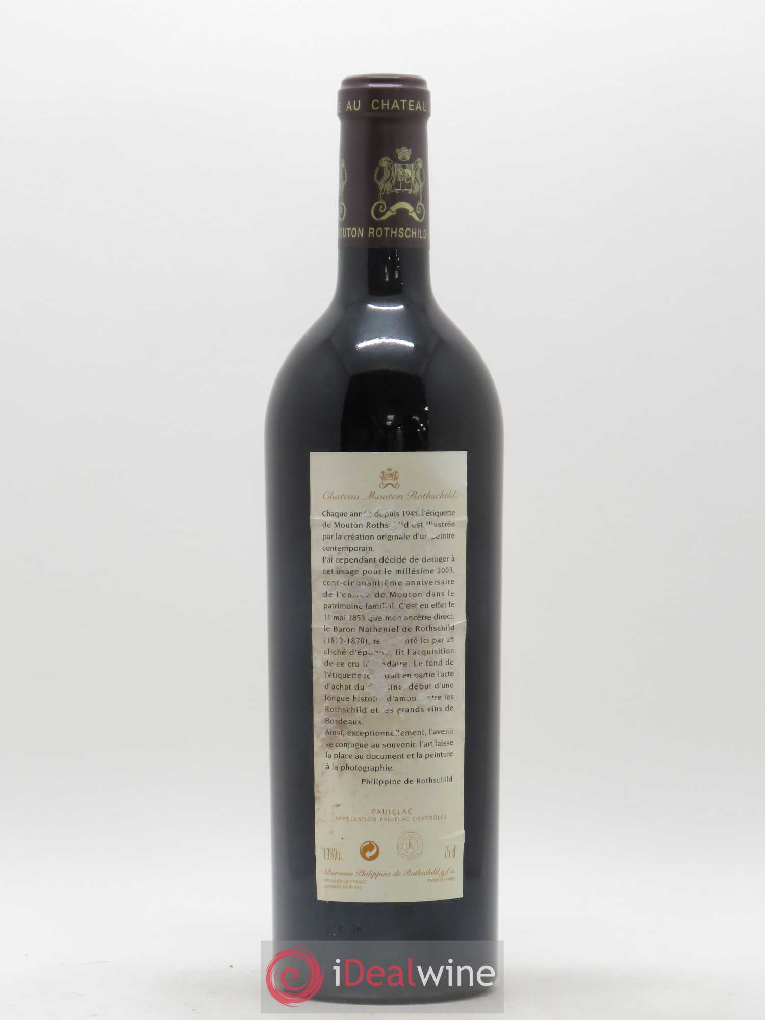 Château Mouton Rothschild 1er Grand Cru Classé 2003 - Lot de 1 bouteille - 1