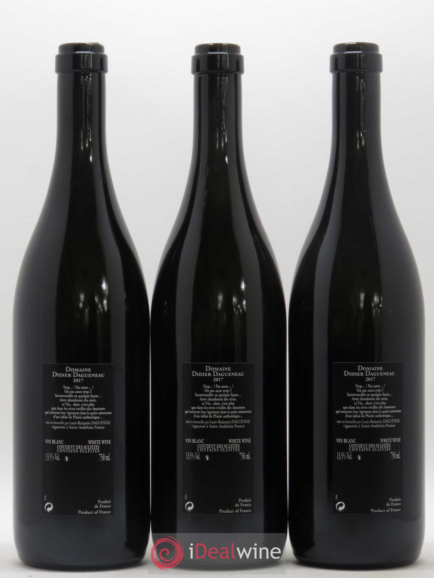 Vin de France (anciennement Pouilly-Fumé) Silex Dagueneau (Domaine Didier - Louis-Benjamin) 2017 - Lot de 3 bouteilles - 1