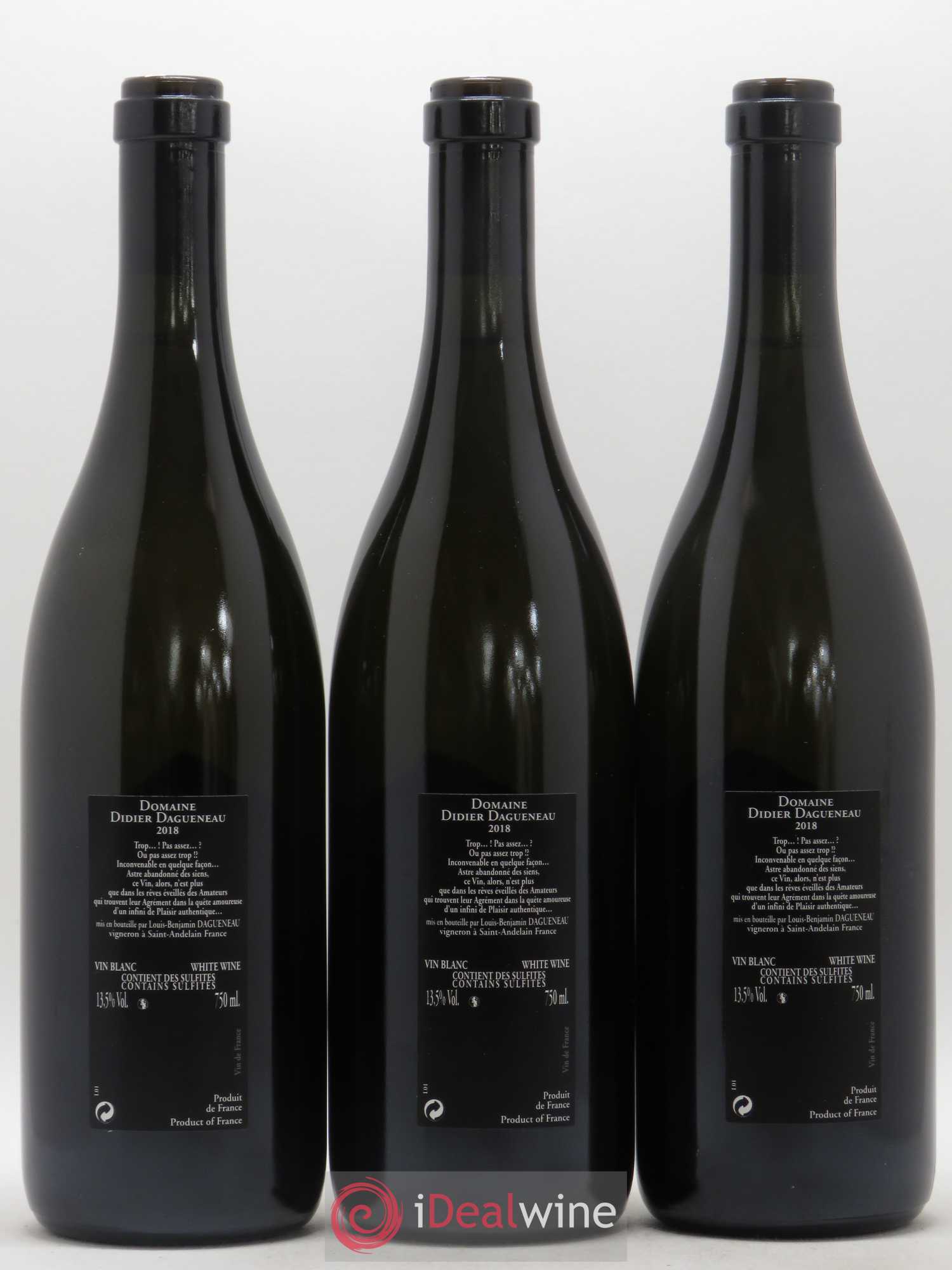 Vin de France (anciennement Pouilly-Fumé) Silex Dagueneau (Domaine Didier - Louis-Benjamin) 2018 - Lot de 3 bouteilles - 1