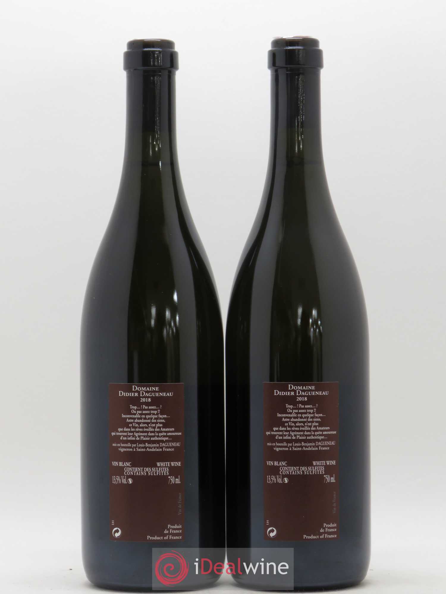 Vin de France (anciennement Pouilly-Fumé) Pur Sang Dagueneau (Domaine Didier - Louis-Benjamin) 2018 - Lot de 2 bouteilles - 1