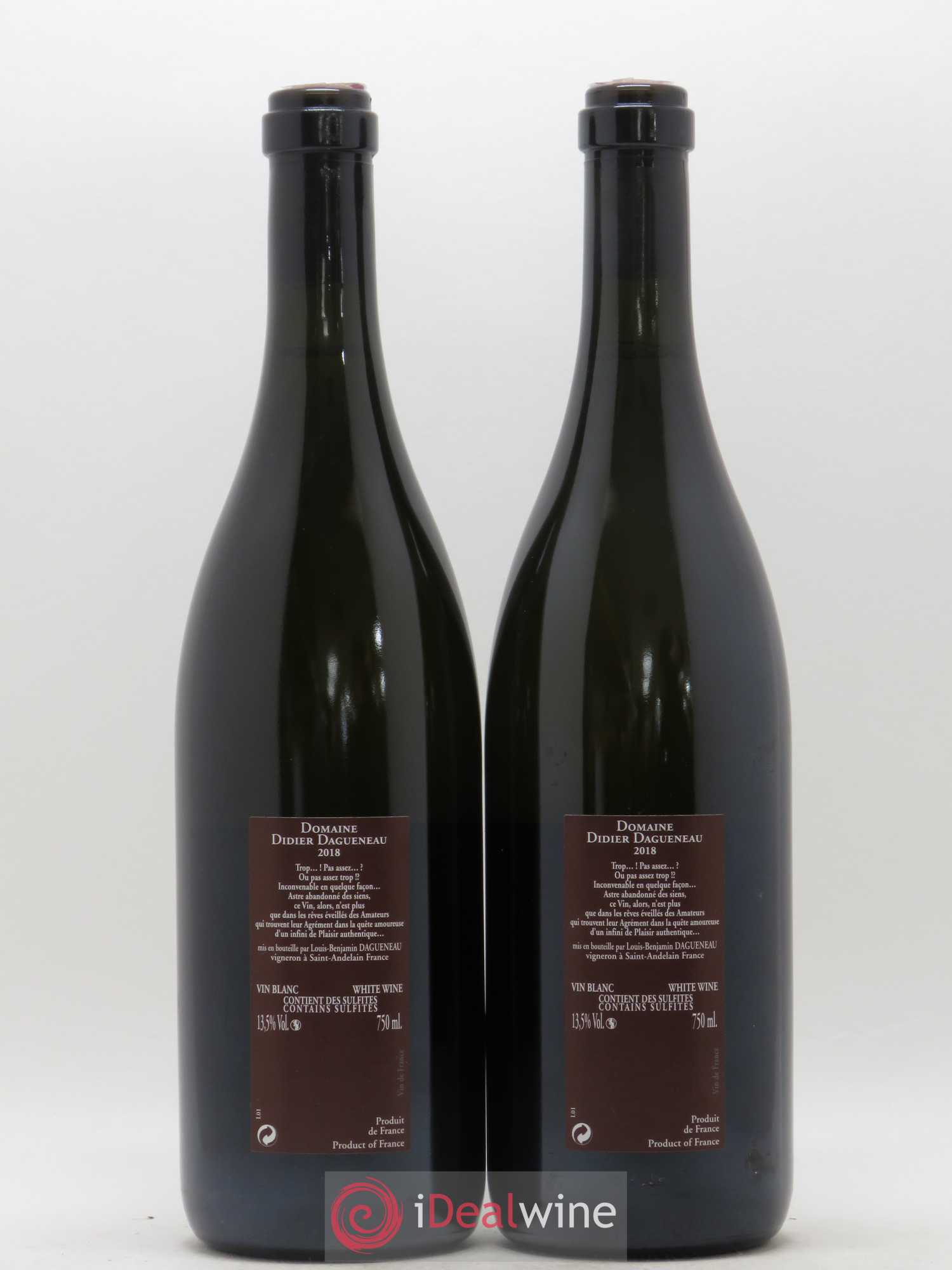 Vin de France (anciennement Pouilly-Fumé) Pur Sang Dagueneau (Domaine Didier - Louis-Benjamin) 2018 - Lot de 2 bouteilles - 1