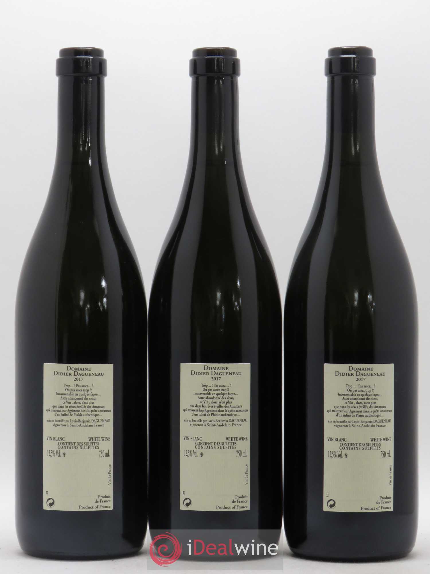 Vin de France Blanc Fumé Dagueneau (Domaine Didier - Louis-Benjamin) 2017 - Lot de 3 bouteilles - 1