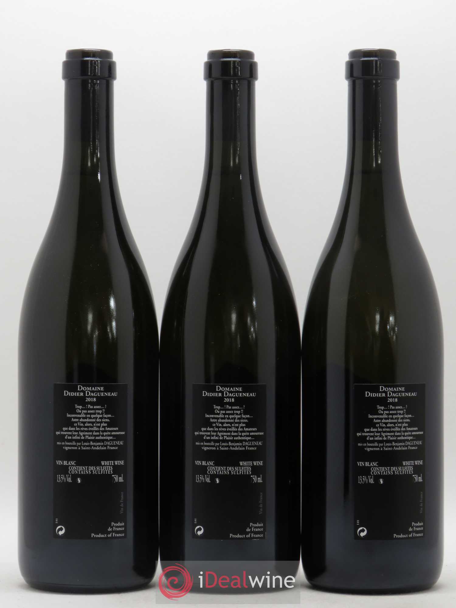 Vin de France (anciennement Pouilly-Fumé) Silex Dagueneau (Domaine Didier - Louis-Benjamin) 2018 - Lot de 3 bouteilles - 1