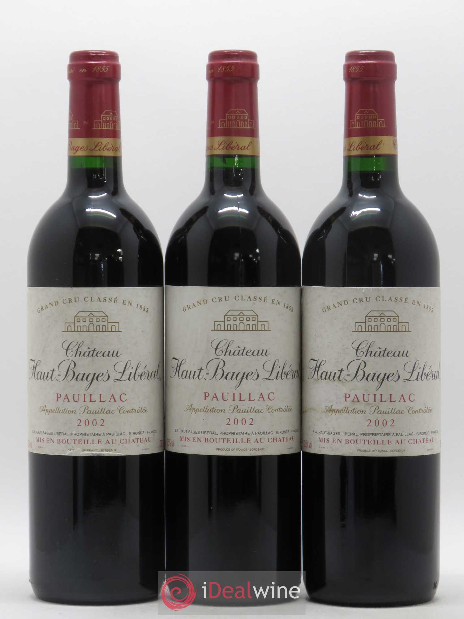 Château Haut Bages Libéral 5ème Grand Cru Classé 2002 - Lot de 3 bouteilles - 0