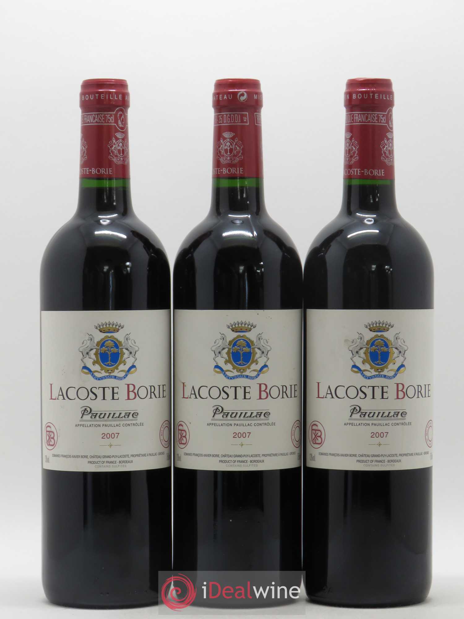 Lacoste Borie 2007 - Posten von 3 Flaschen - 0