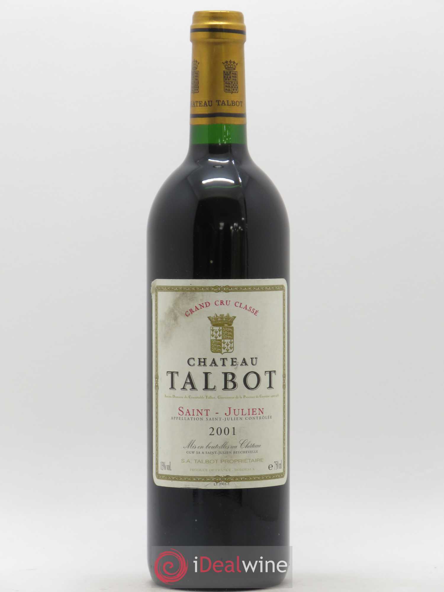 Château Talbot 4ème Grand Cru Classé 2001 - Lot de 1 bouteille - 0