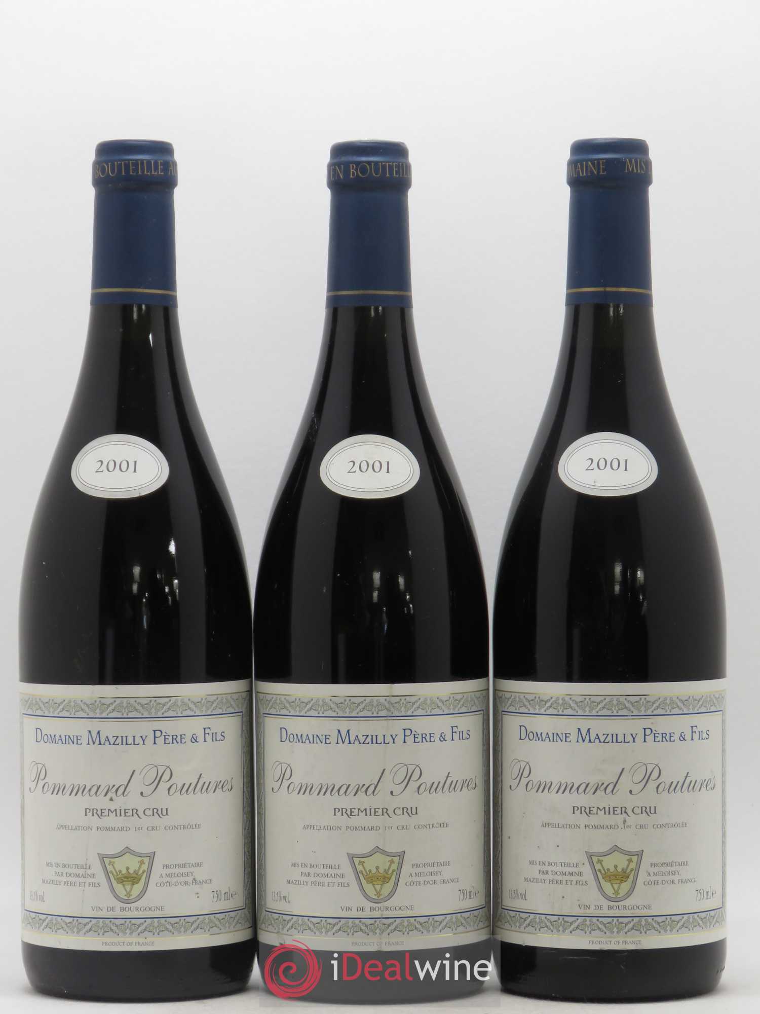 Pommard 1er Cru Poutures Mazilly Père et Fils 2001 - Posten von 3 Flaschen - 0