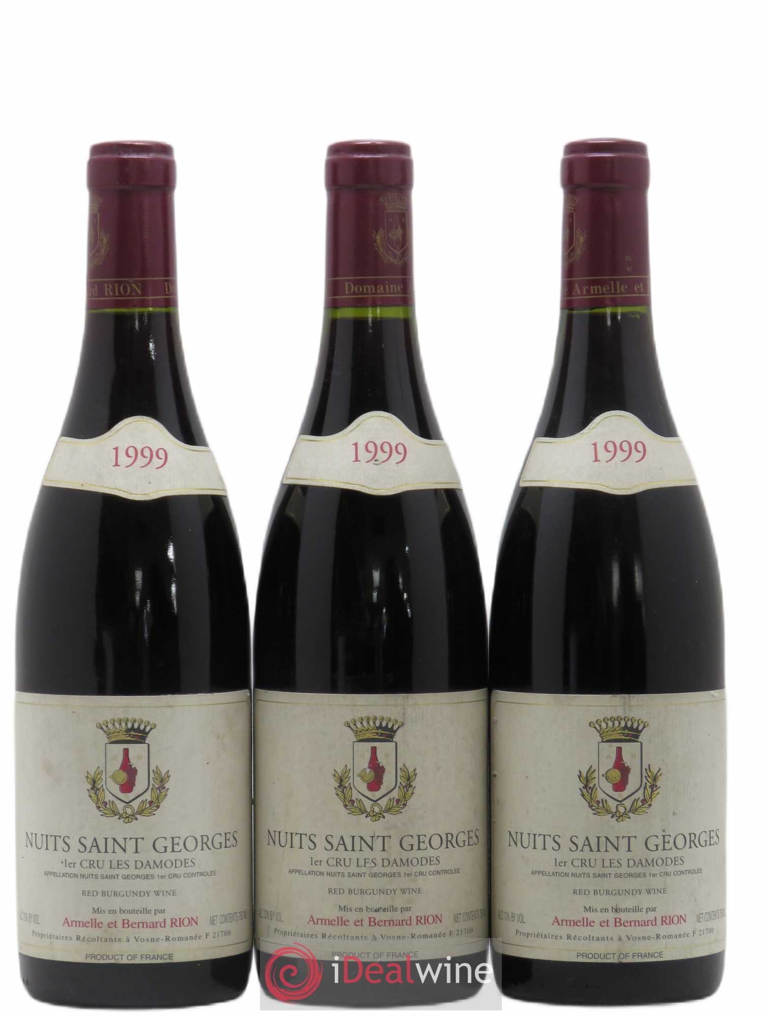Nuits-Saint-Georges 1er Cru Armelle et Bernard Rion 1999 - Lot de 3 bouteilles - 0