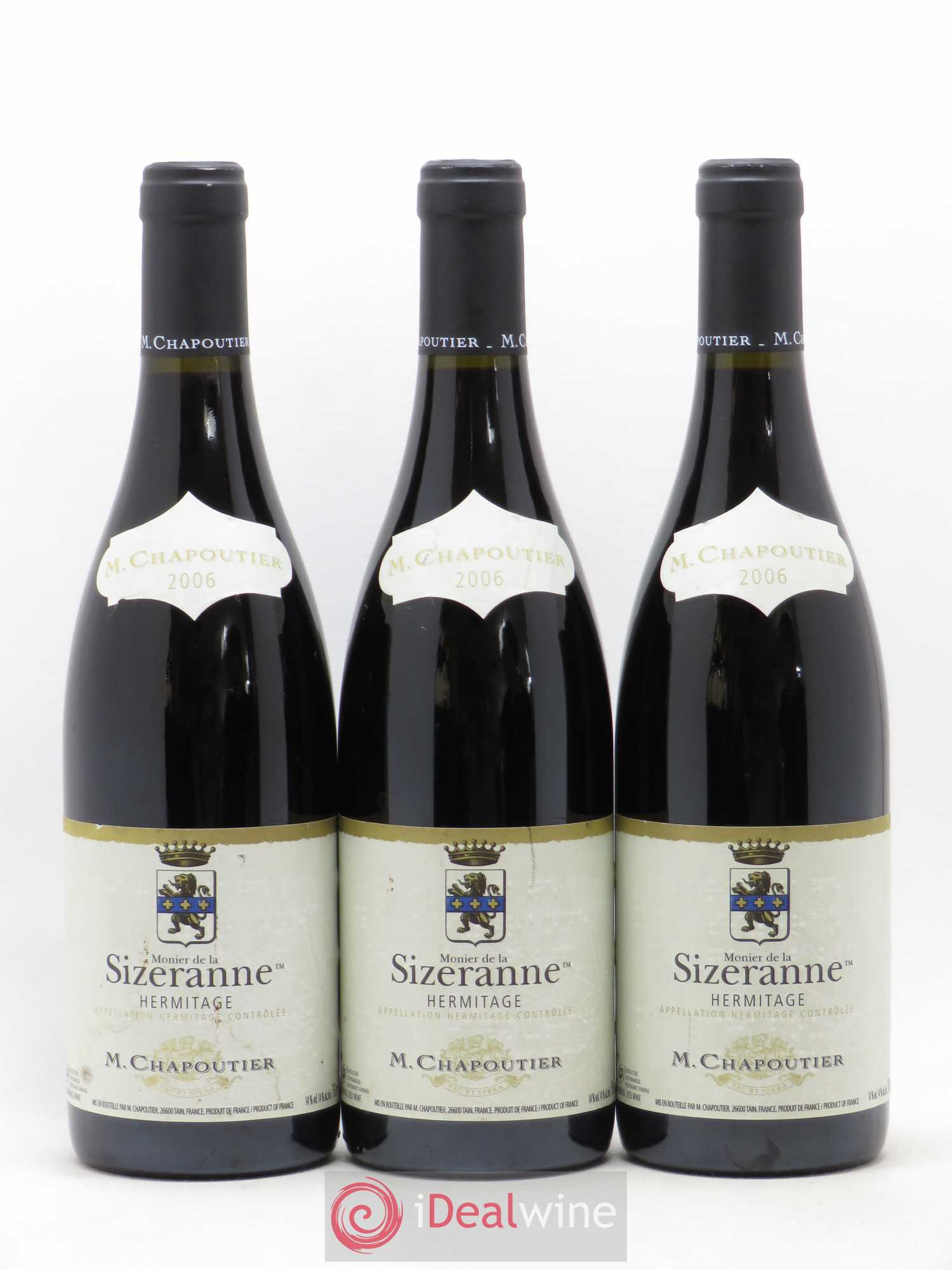 Hermitage Monier de La Sizeranne Chapoutier 2006 - Lot de 3 bouteilles - 0