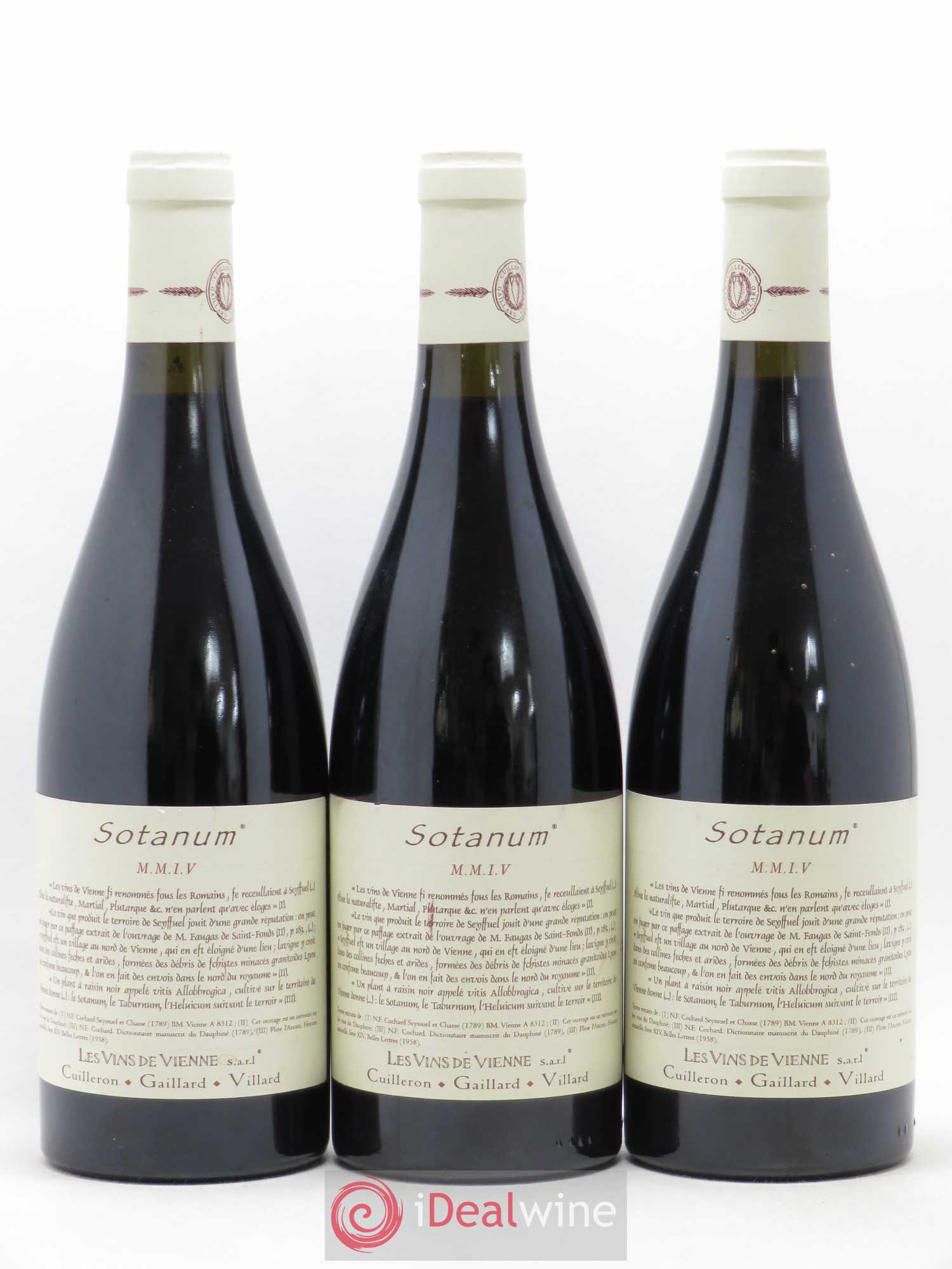 Collines Rhodaniennes Sotanum Les Vins de Vienne 2004 - Lot de 3 bouteilles - 0