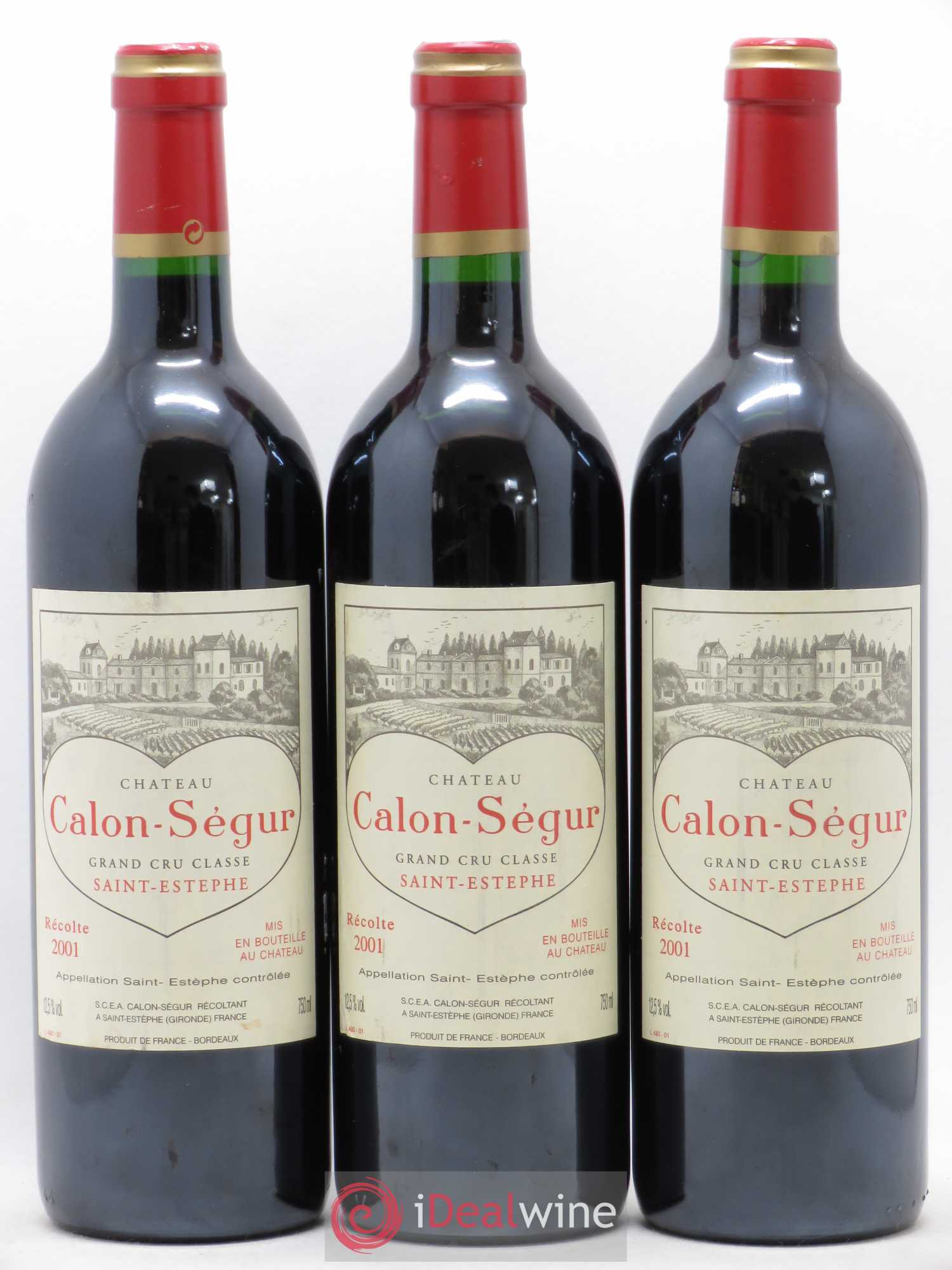 Château Calon Ségur 3ème Grand Cru Classé 2001 - Lot de 3 bouteilles - 0