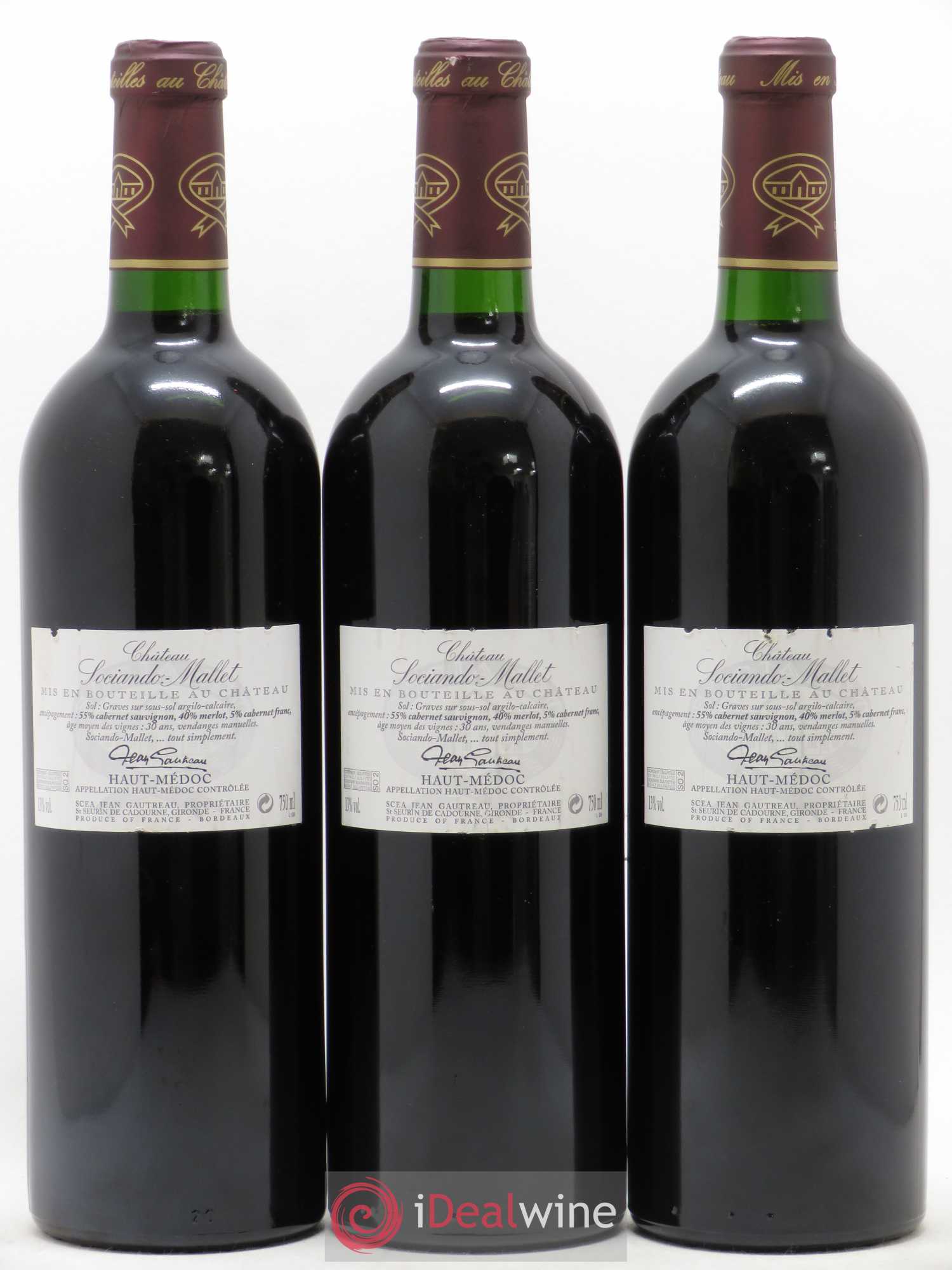 Château Sociando Mallet 2005 - Lot de 3 bouteilles - 1