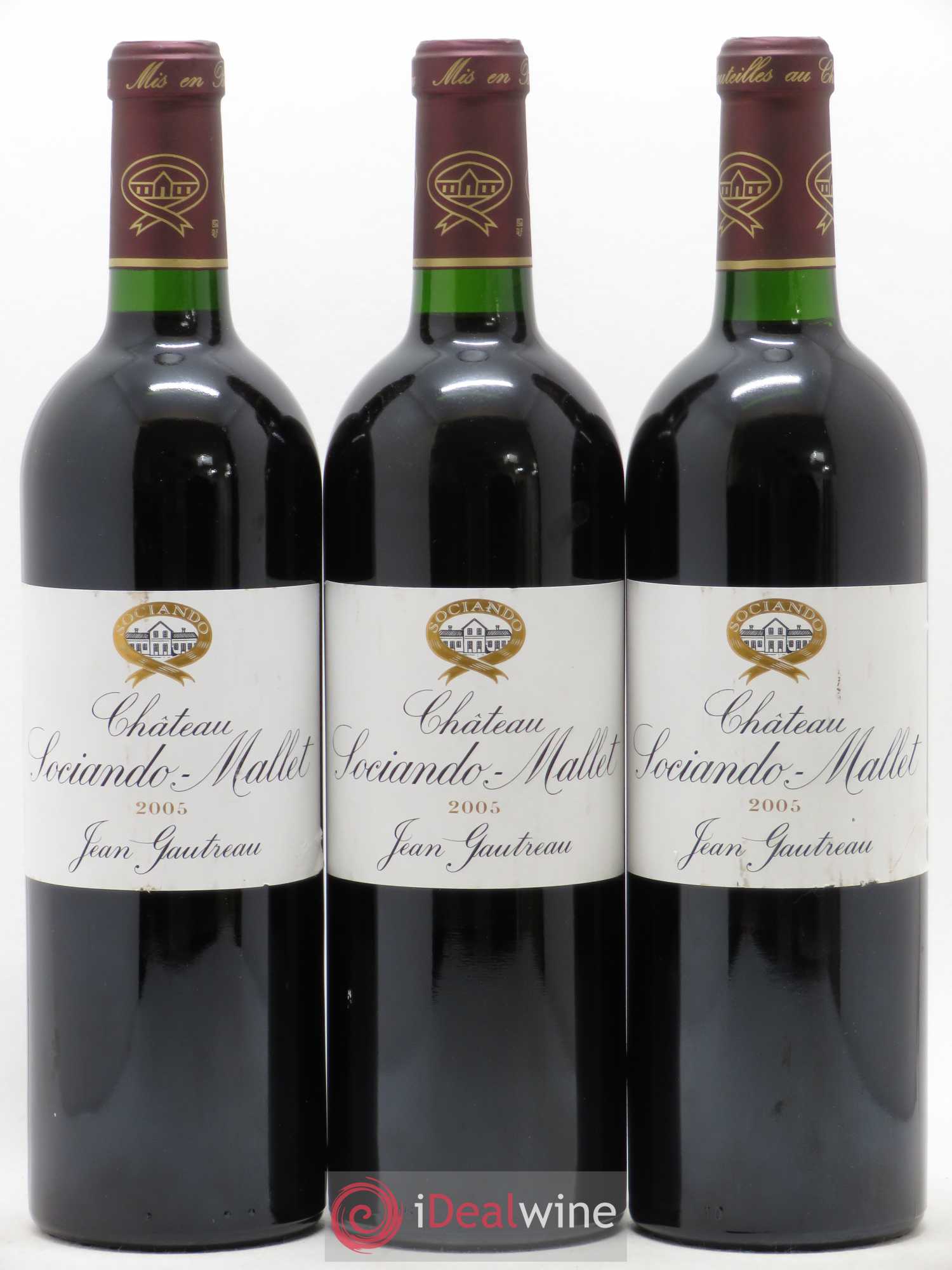 Château Sociando Mallet 2005 - Lot de 3 bouteilles - 0
