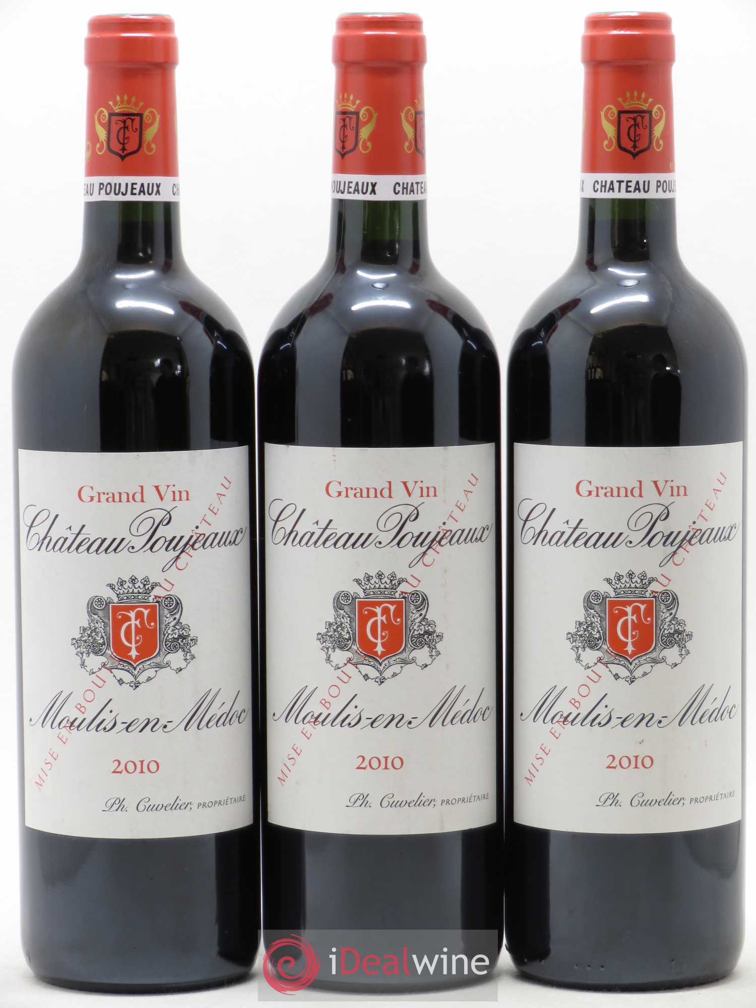 Château Poujeaux 2010 - Lot de 3 bouteilles - 0