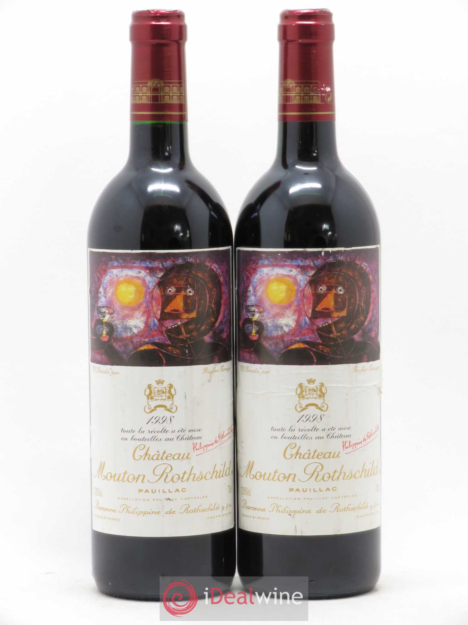 Château Mouton Rothschild 1er Grand Cru Classé 1998 - Lot de 2 bouteilles - 0