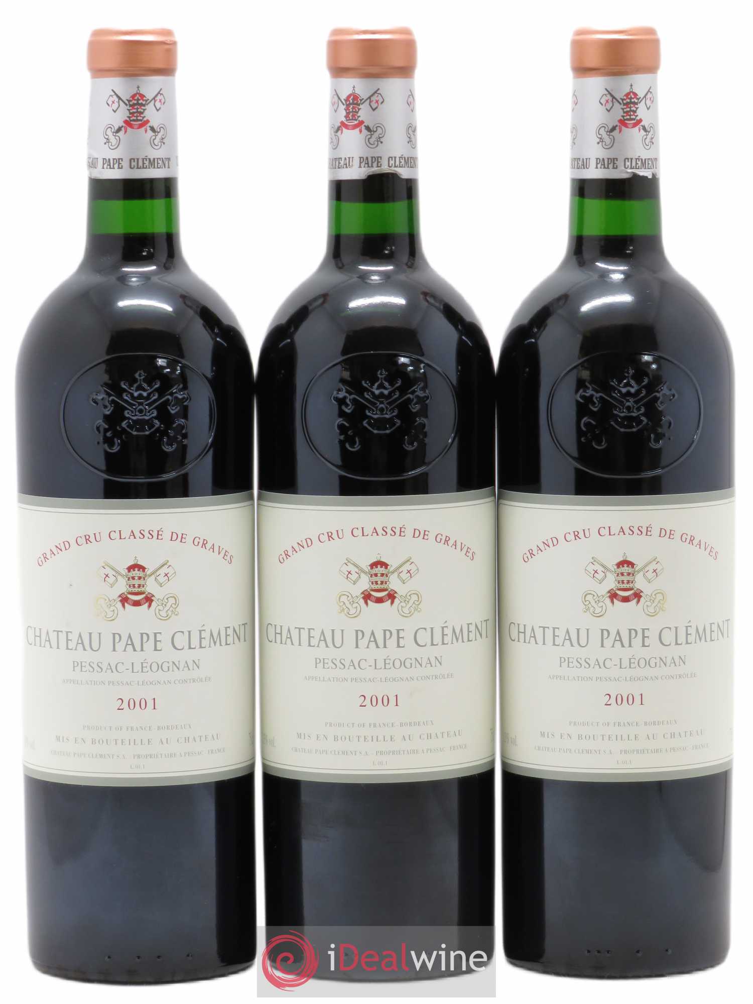 Château Pape Clément Cru Classé de Graves 2001 - Lot de 3 bouteilles - 0