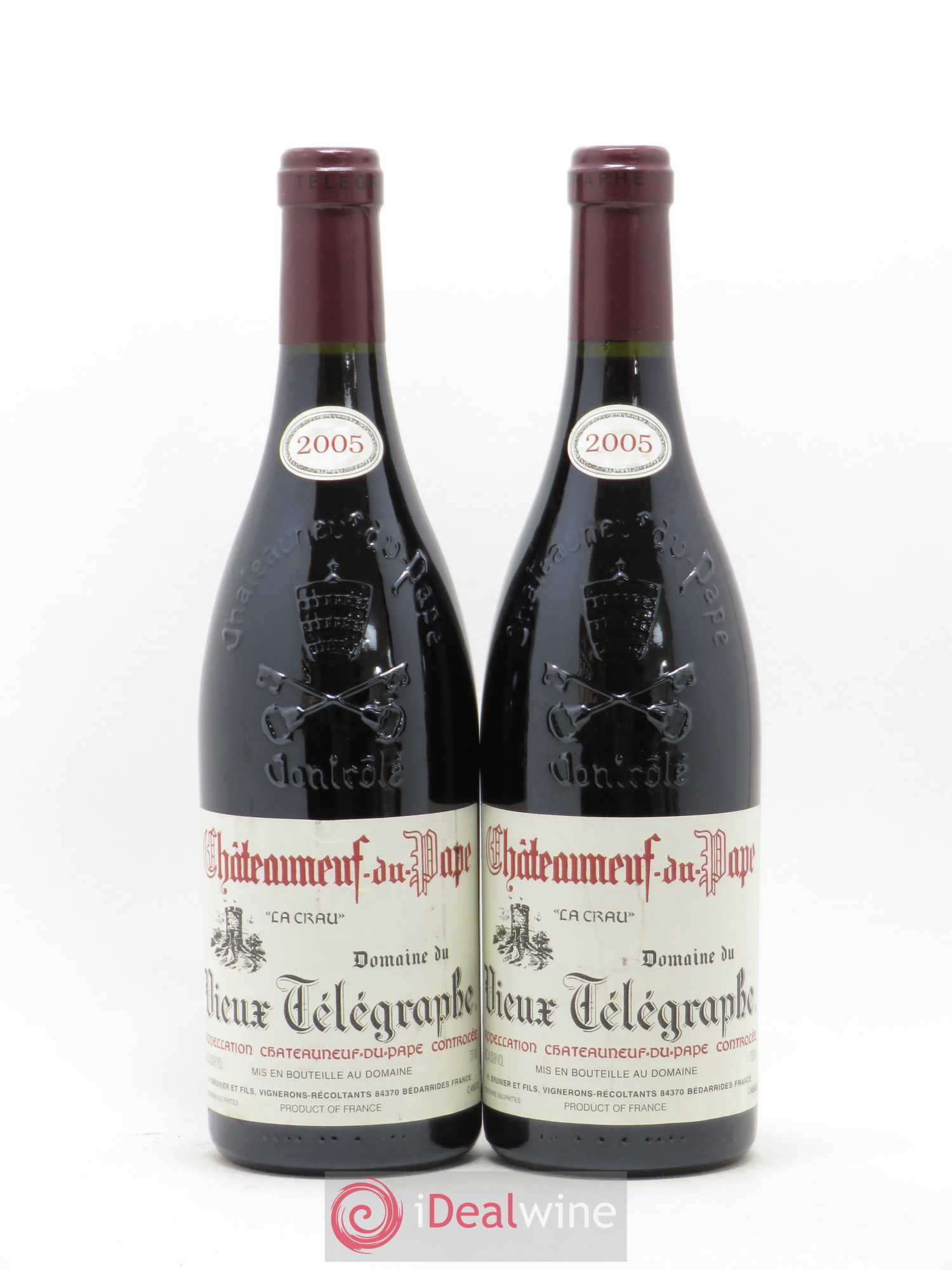 Châteauneuf-du-Pape Vieux Télégraphe (Domaine du) Vignobles Brunier 2005 - Lot de 2 bouteilles - 0