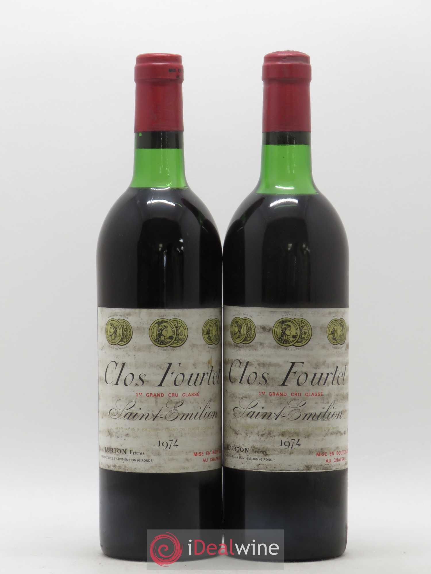Clos Fourtet 1er Grand Cru Classé B 1974 - Lot de 2 bouteilles - 0